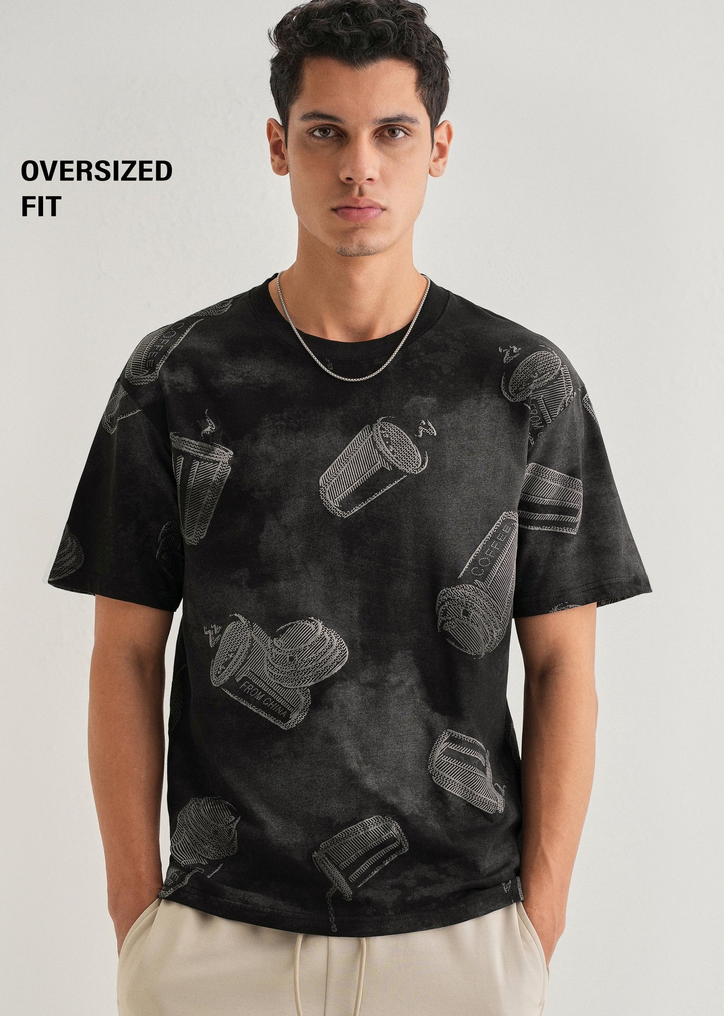 Ebony Black Printed Oversized T-shirt