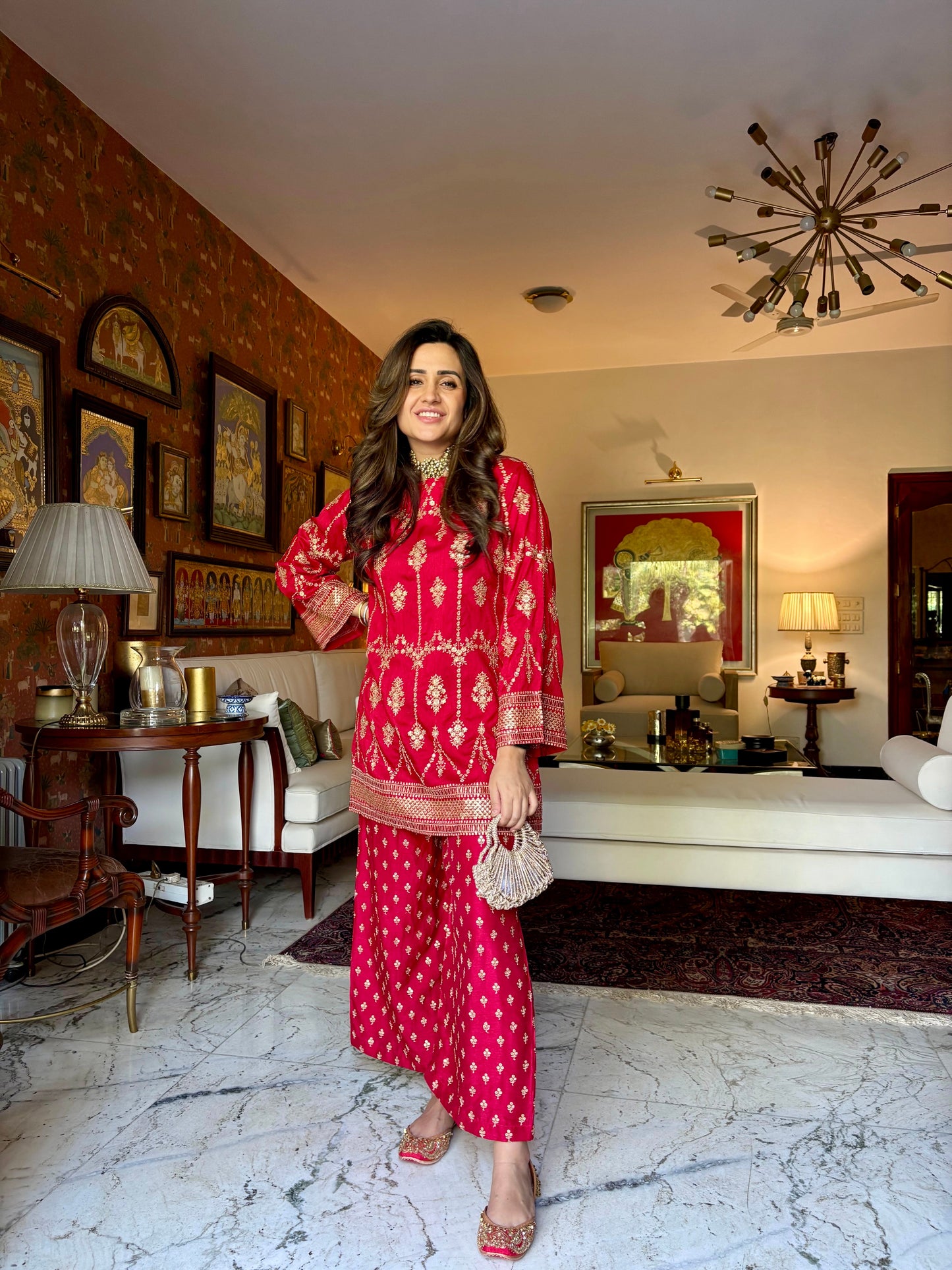 Red Goldwork Coord Set
