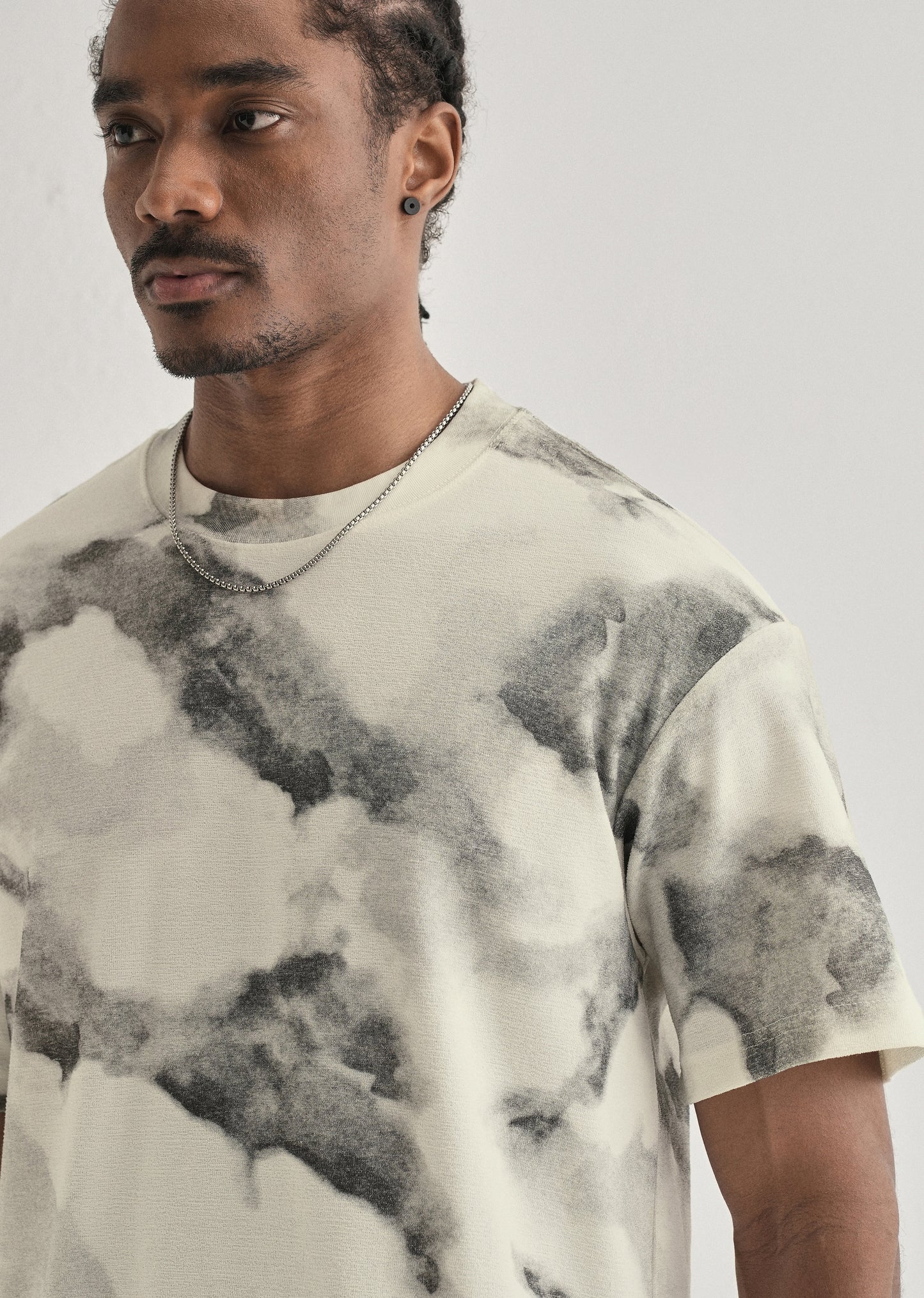 Grey Cloud Wash Textured Oversized T-shirt