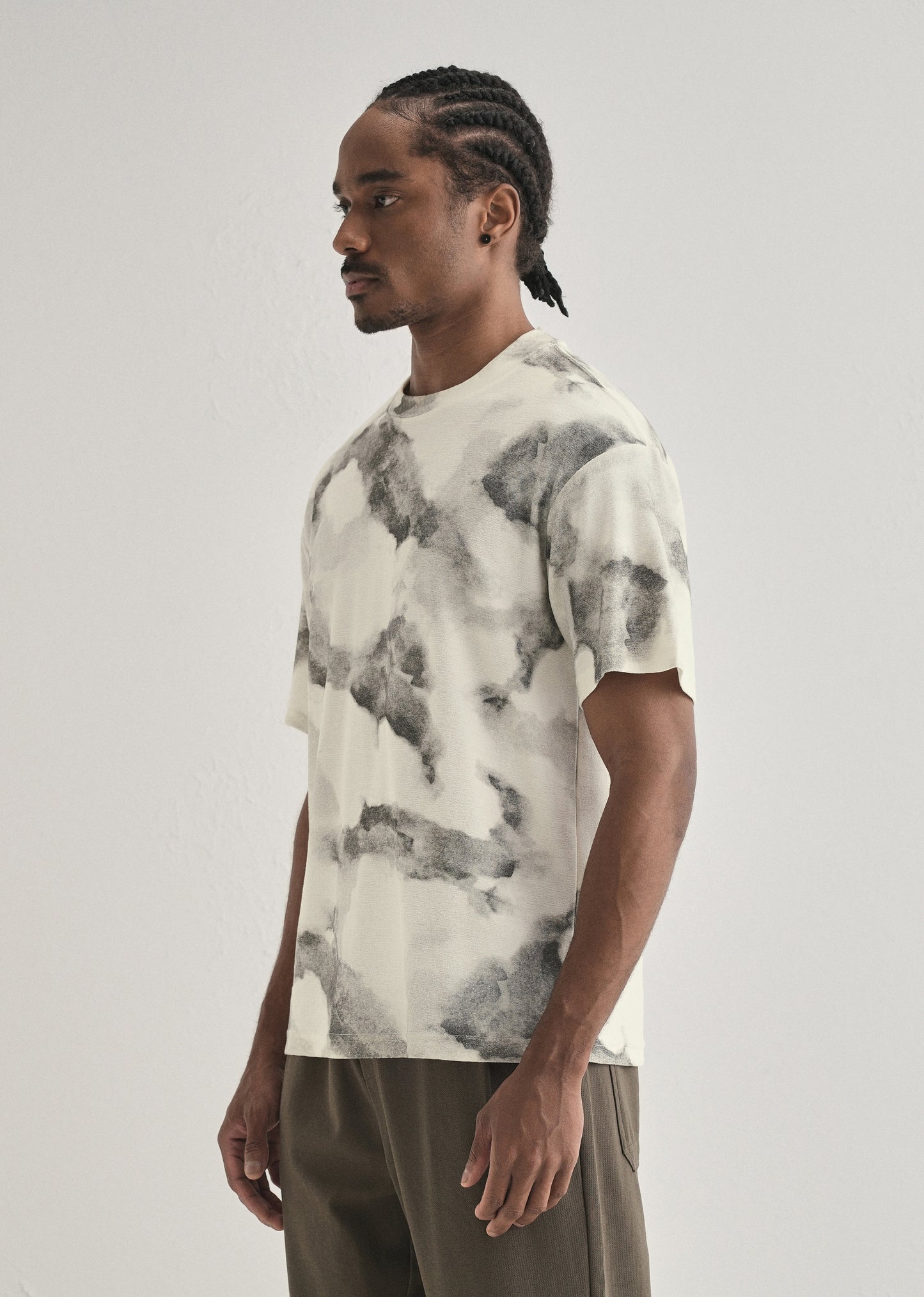 Grey Cloud Wash Textured Oversized T-shirt
