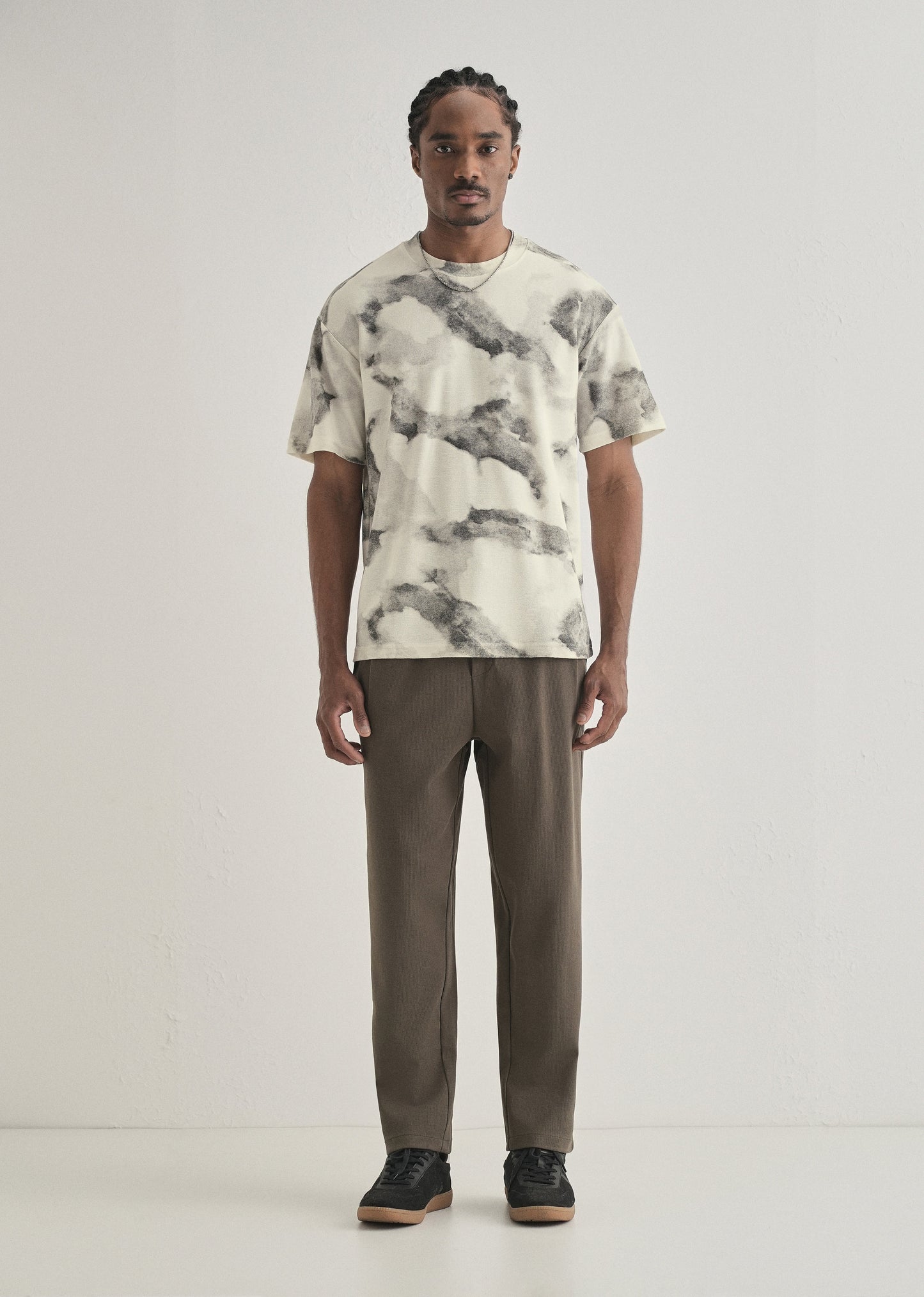 Grey Cloud Wash Textured Oversized T-shirt