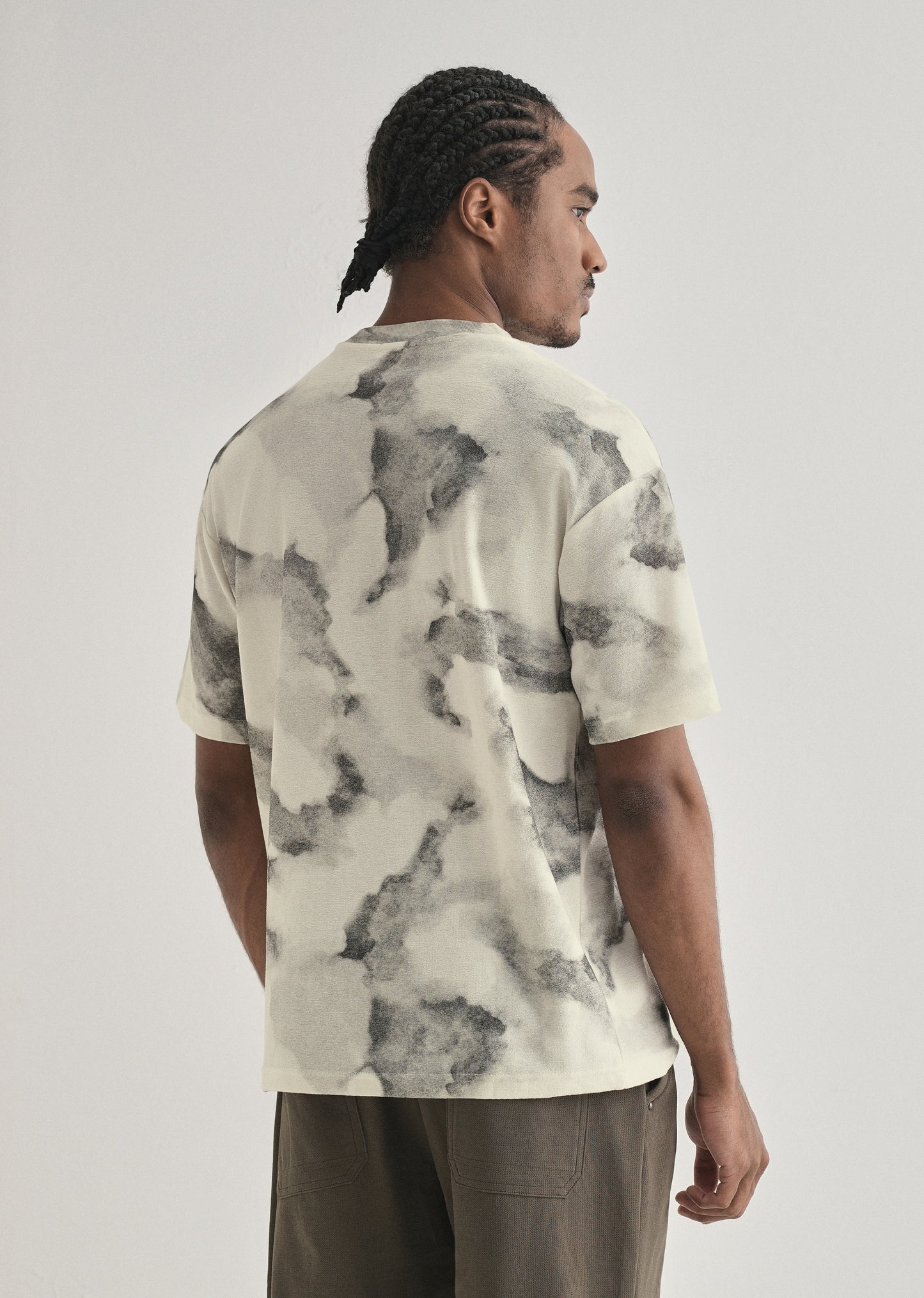 Grey Cloud Wash Textured Oversized T-shirt