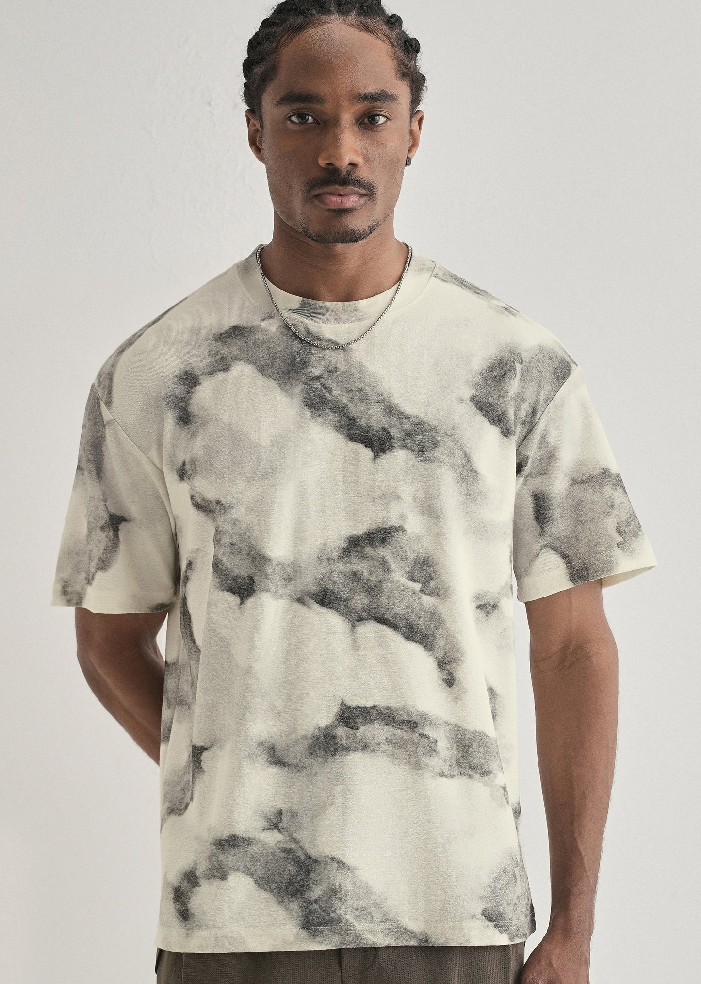 Grey Cloud Wash Textured Oversized T-shirt