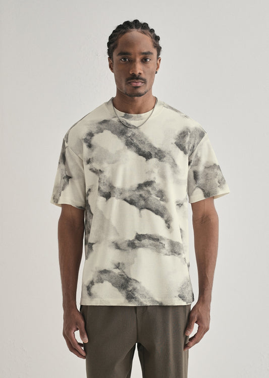 Grey Cloud Wash Textured Oversized T-shirt