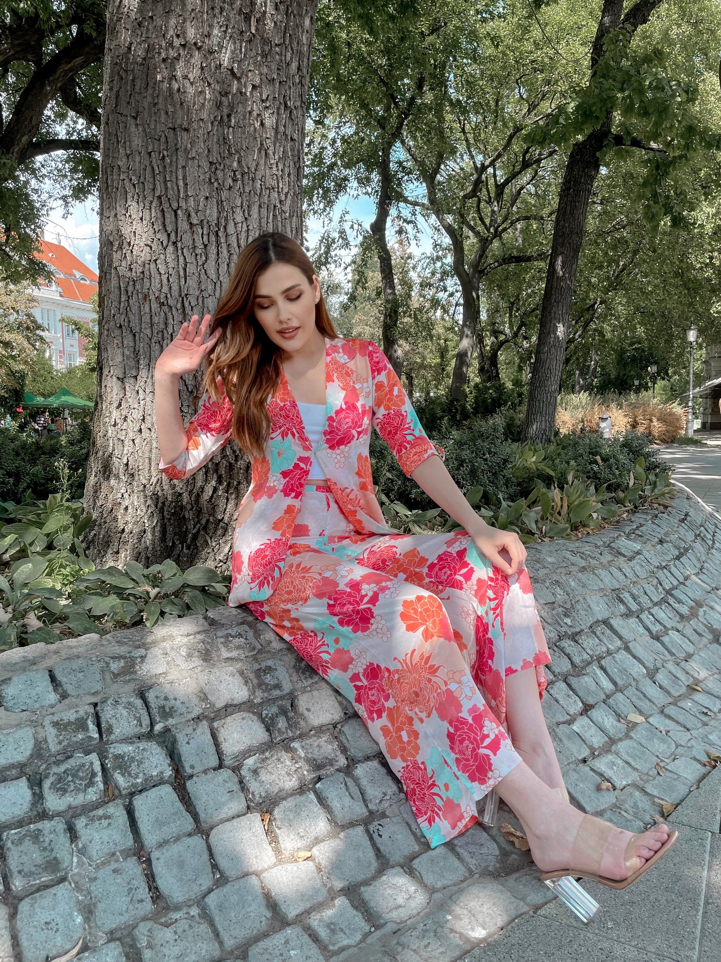 Peach Print Coord Set