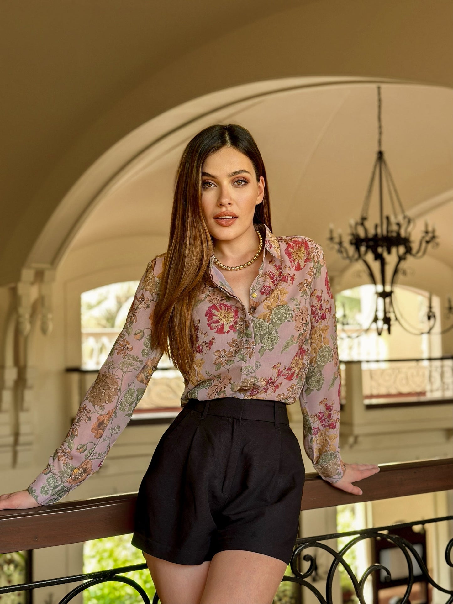 Creamy Pastel Floral Printed Shirt