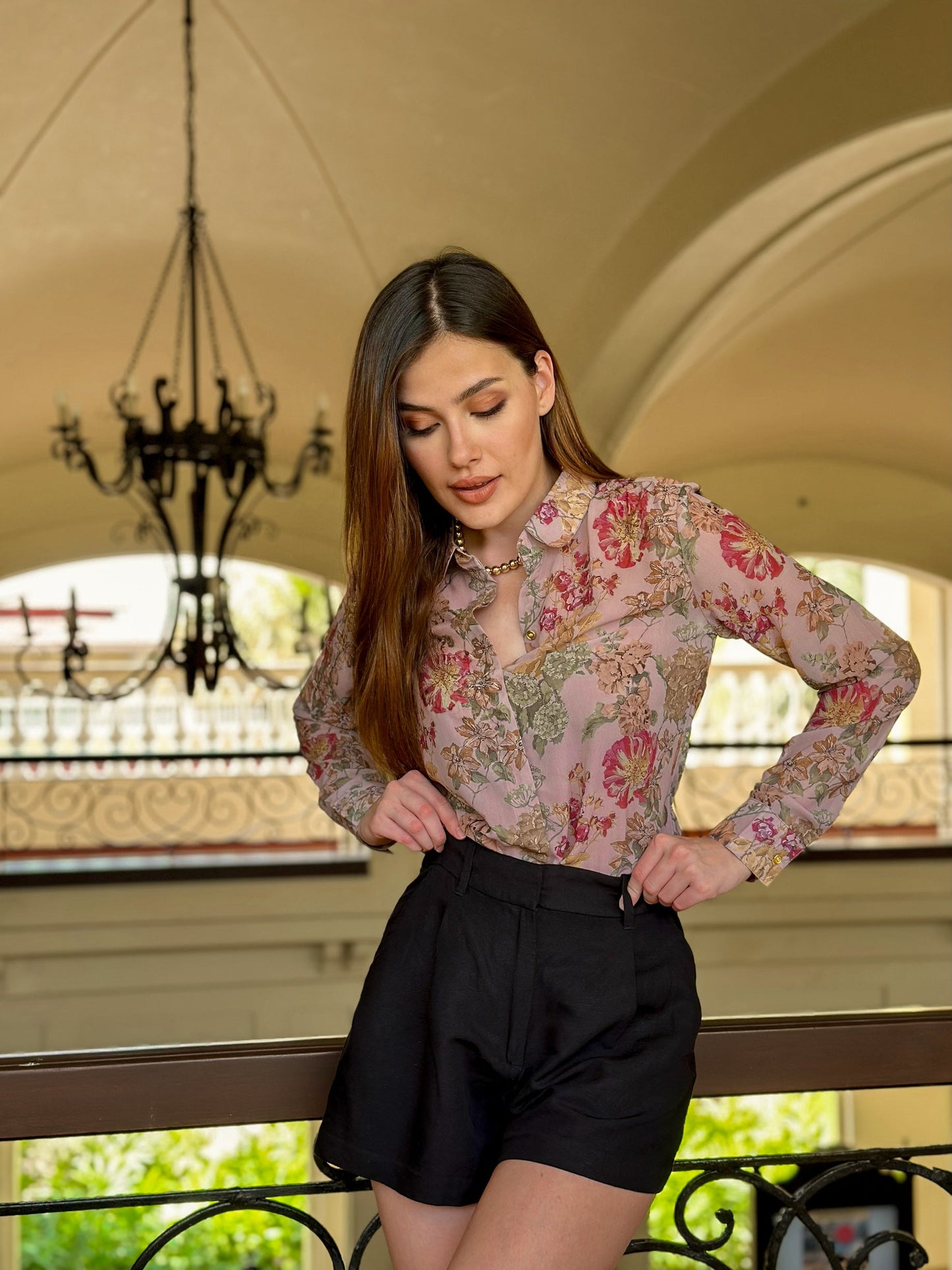 Creamy Pastel Floral Printed Shirt