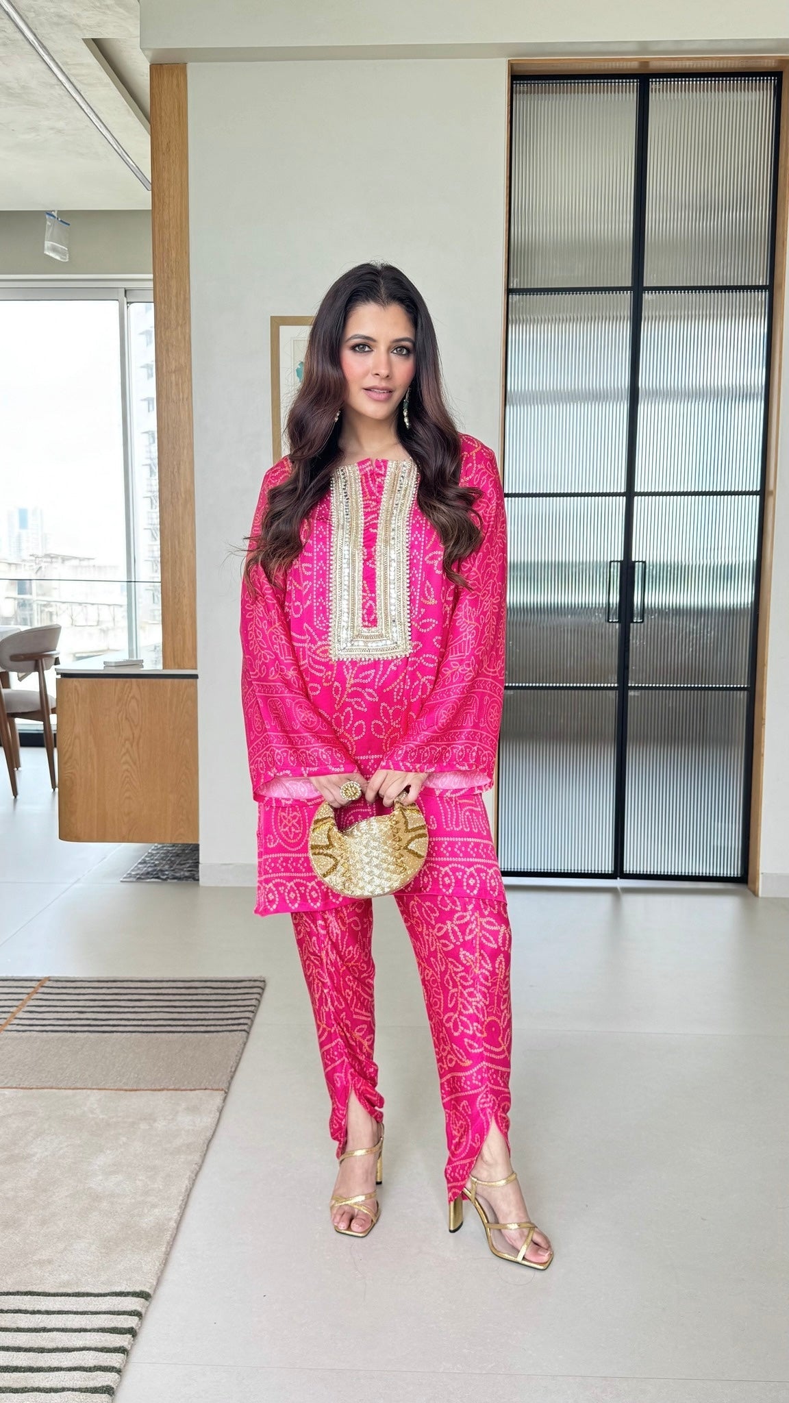 Pink Bandhej Suit Set