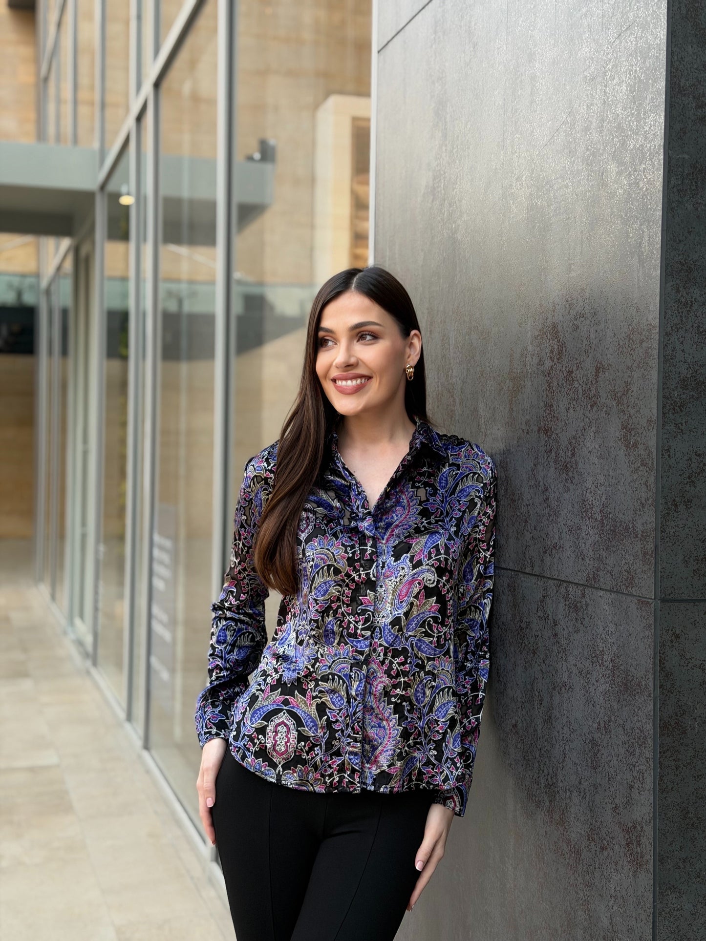 Paisley Print Velvet Shirt