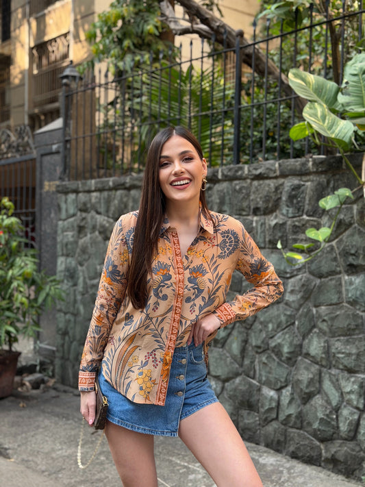 Cream Printed Shirt