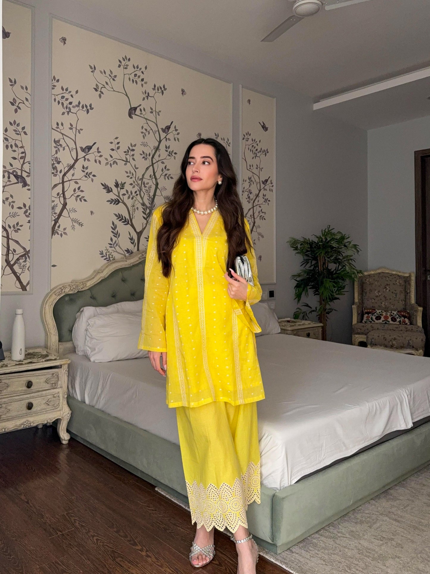 Yellow Pop Cutwork Coord Set
