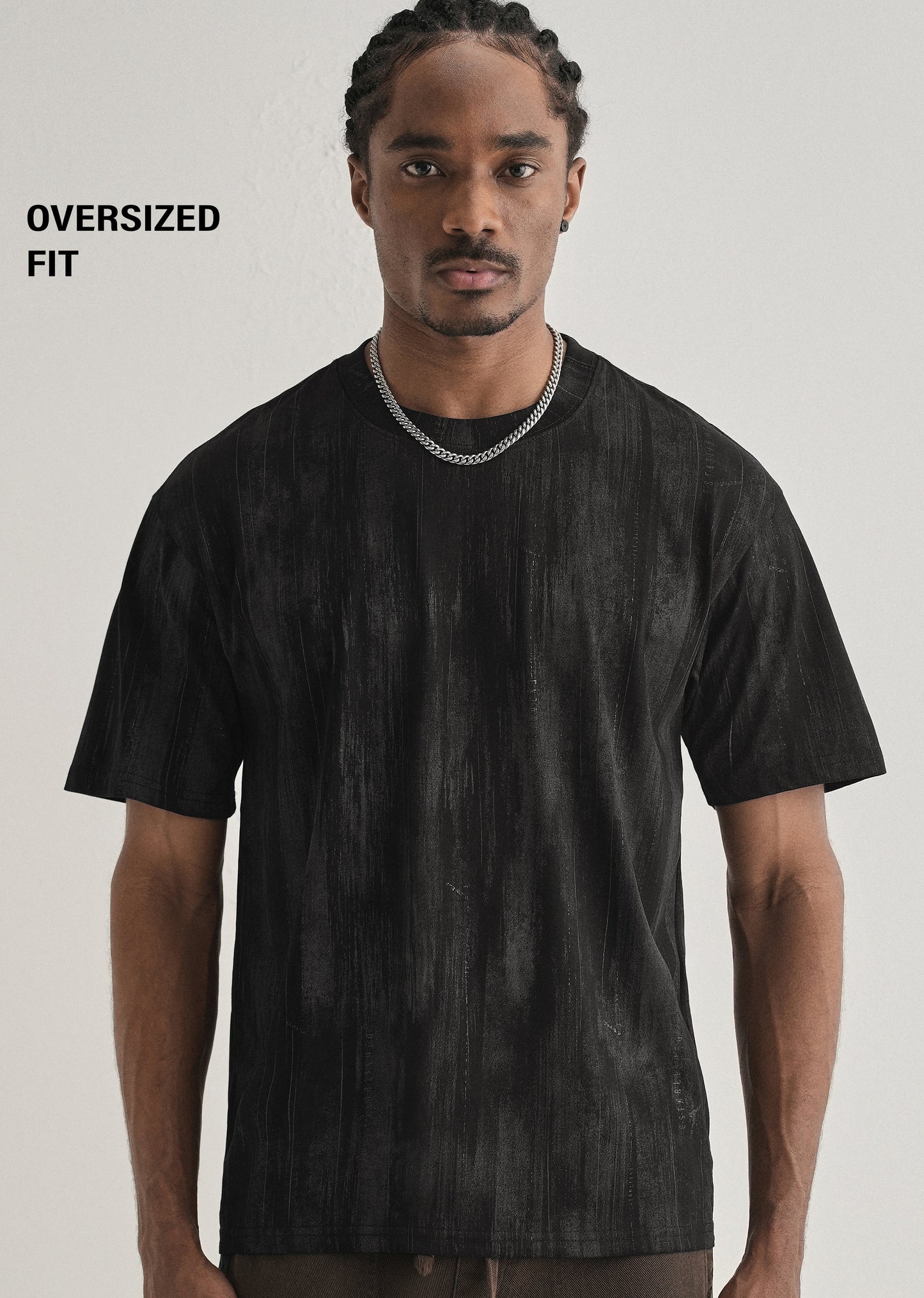 Ink Black Printed Oversized T-shirt