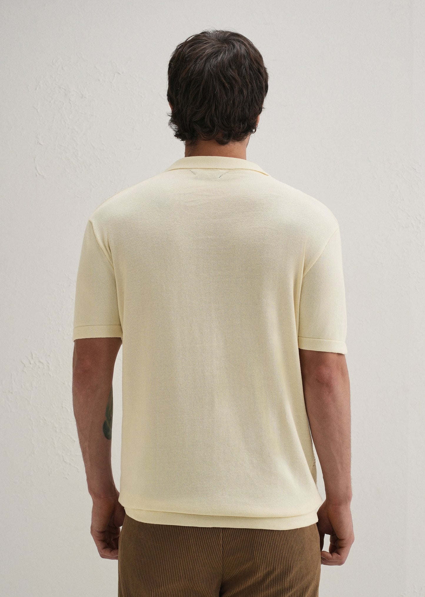 Knitted Cream Polo T-shirt