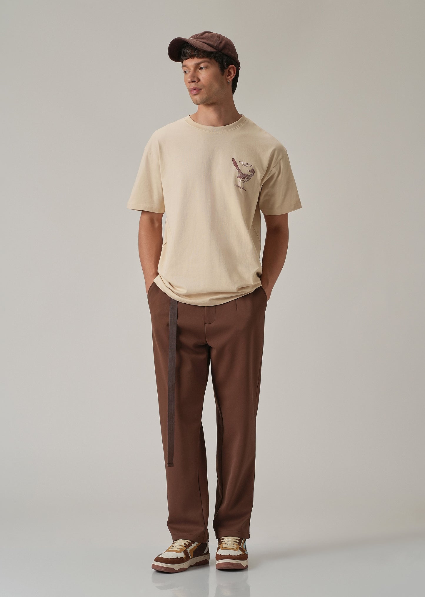 Light Beige Back Printed Oversized T-Shirt