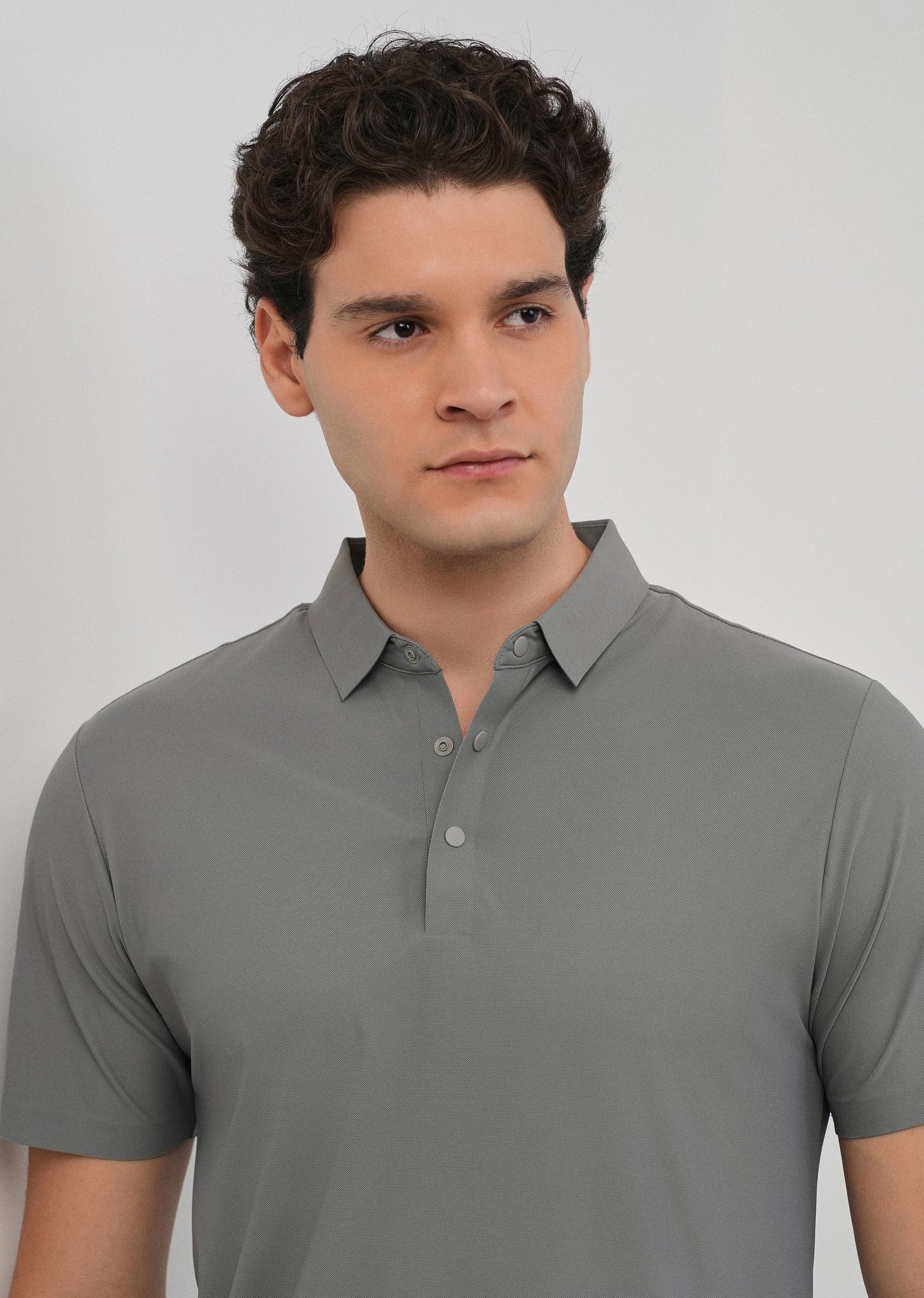 Light Grey Stitchless Polo Collar T-Shirt