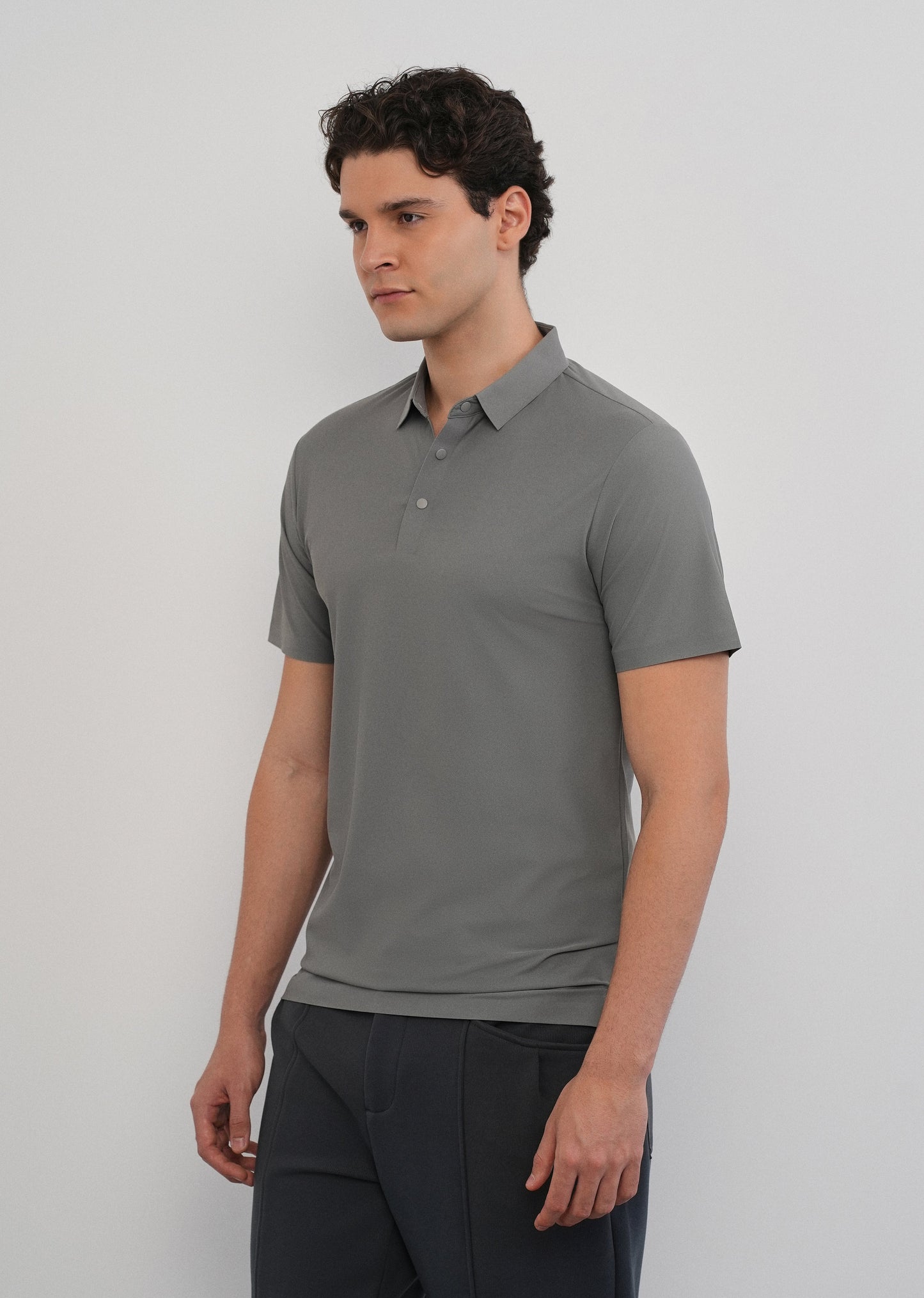 Light Grey Stitchless Polo Collar T-Shirt