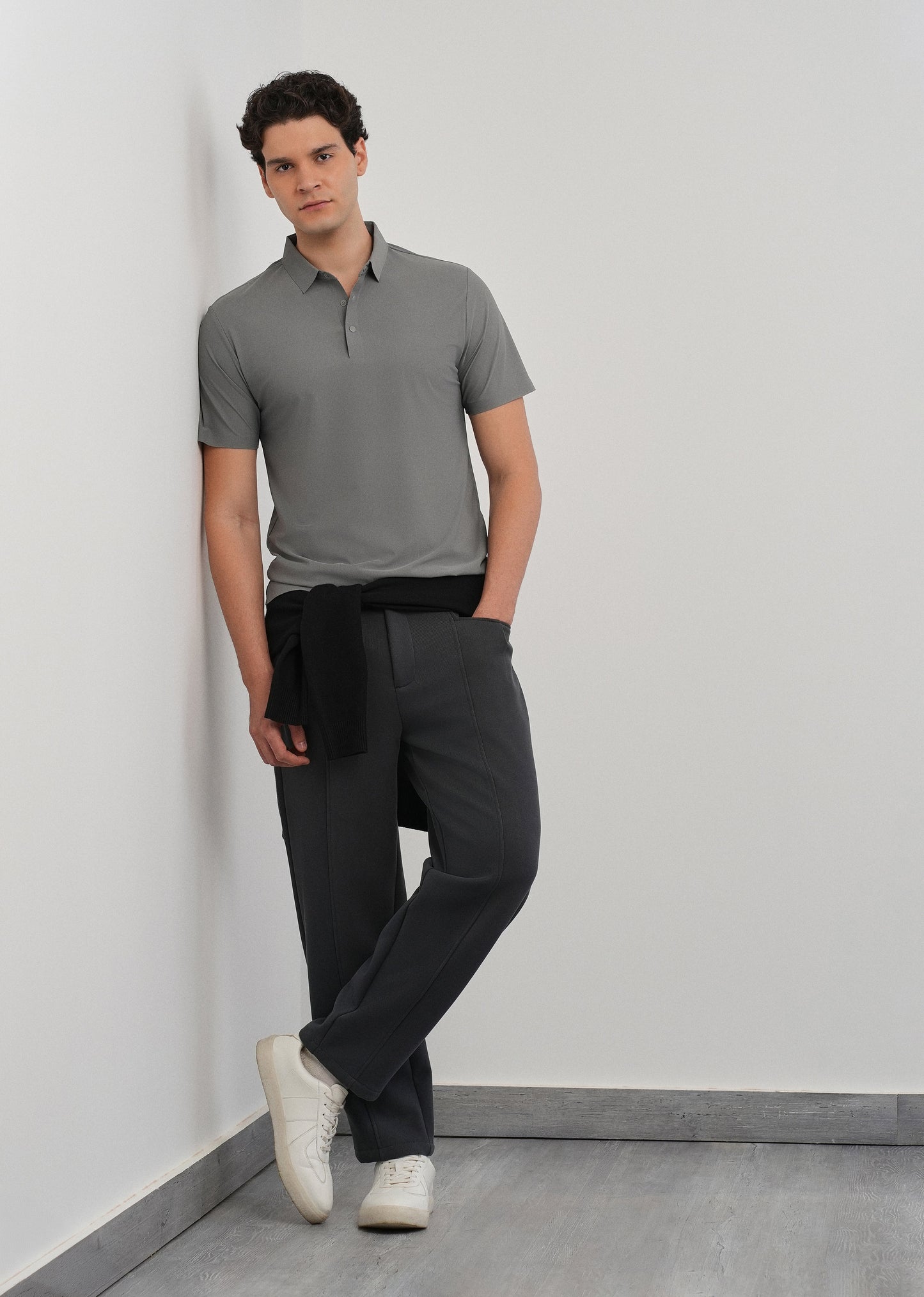 Light Grey Stitchless Polo Collar T-Shirt