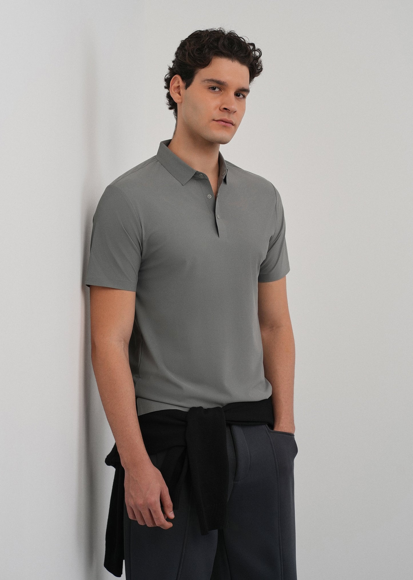 Light Grey Stitchless Polo Collar T-Shirt