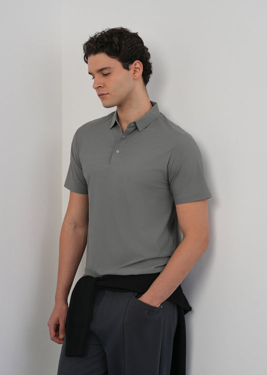 Light Grey Stitchless Polo Collar T-Shirt