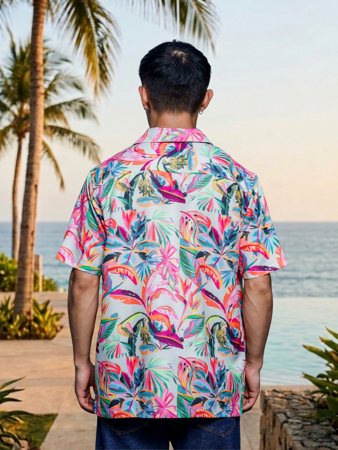 Abstract MCLR Print Cuban Collar Oversized Resort Shirt