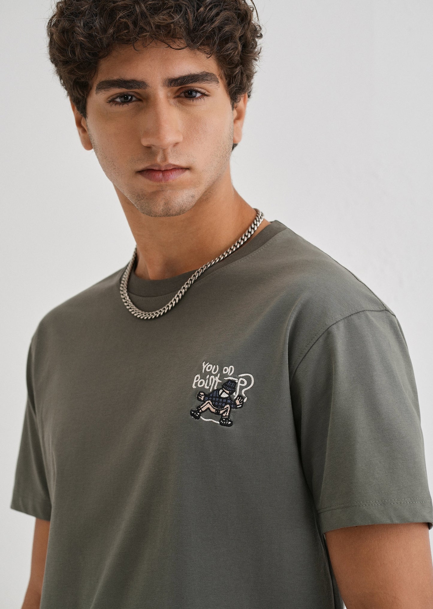 Moss Green Graphic Printed T-shirt