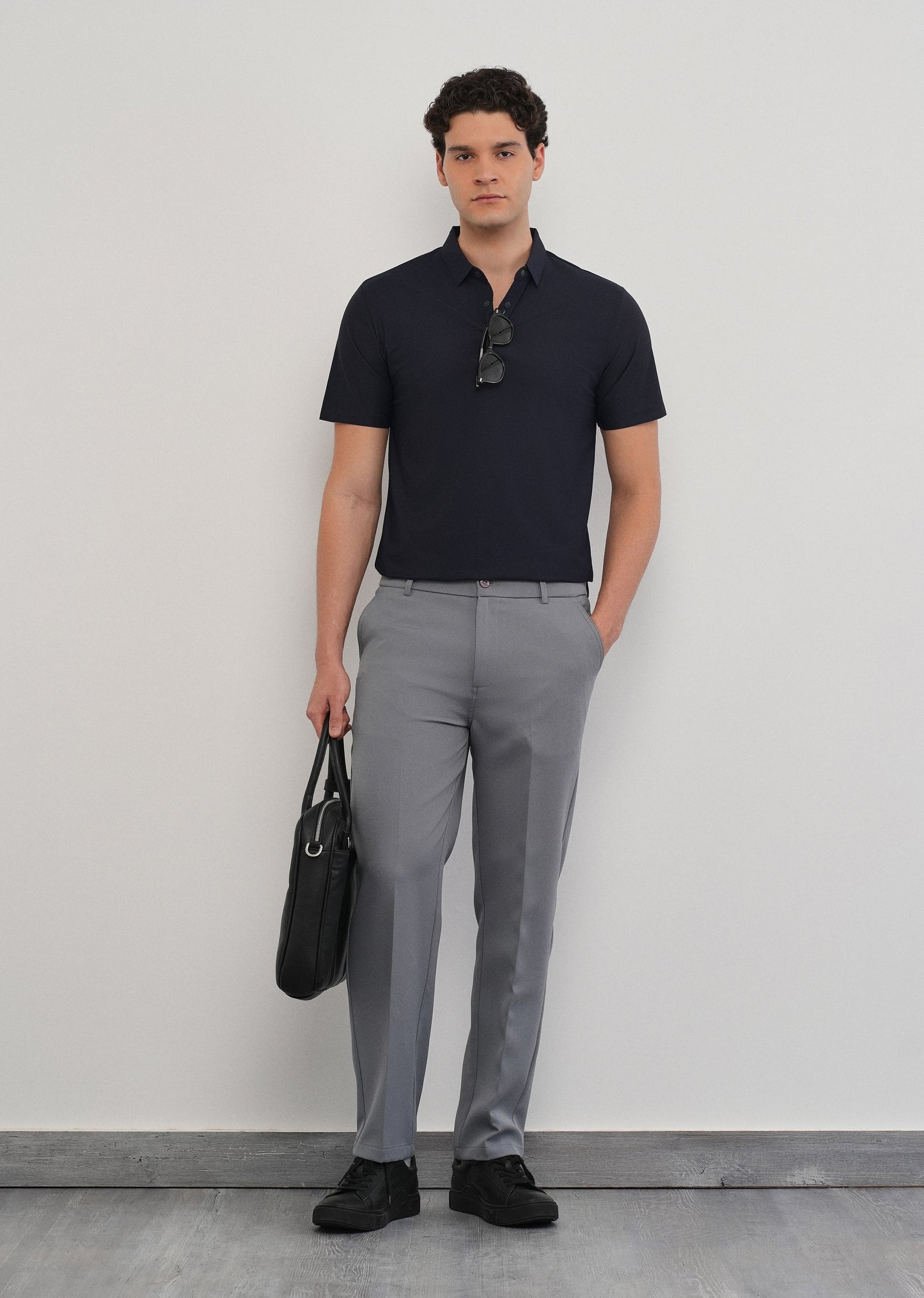Navy Blue Stitchless Polo Collar T-Shirt