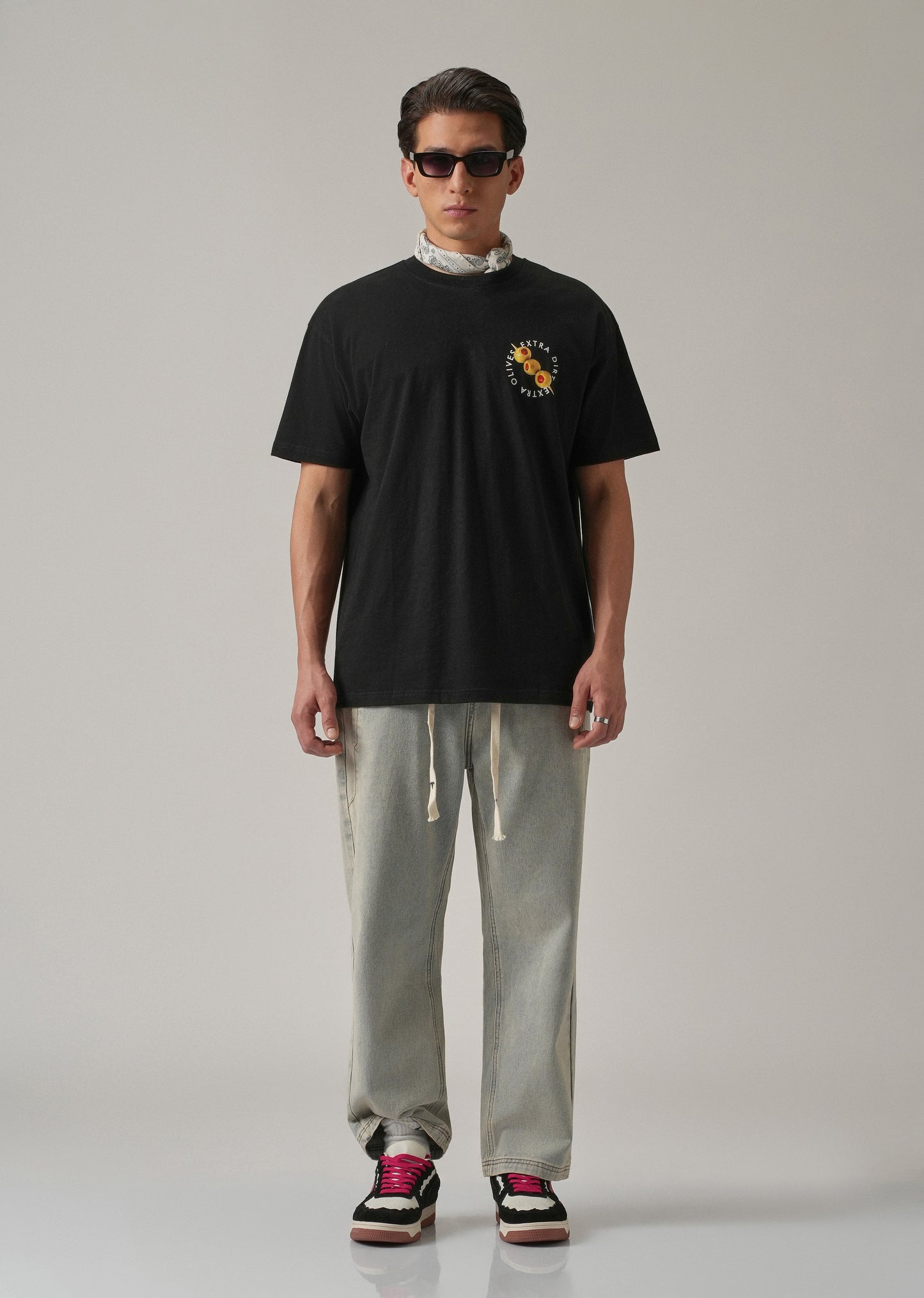 Noir Black Back Print Oversized T-shirt