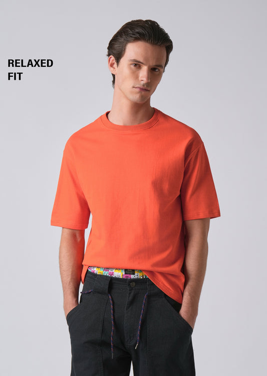 Orange Basic Relaxed Fit T-shirt