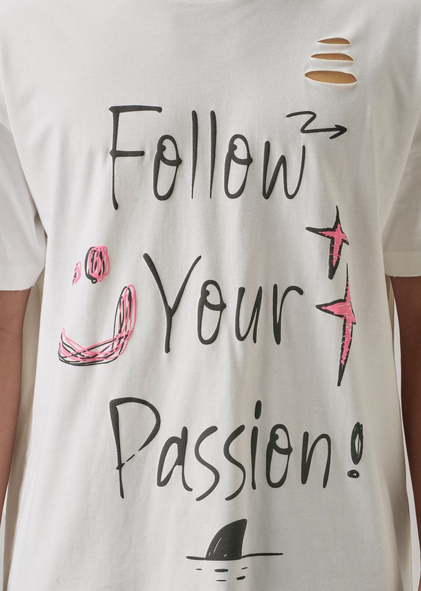 Pearl White Back Printed Oversized T-Shirt