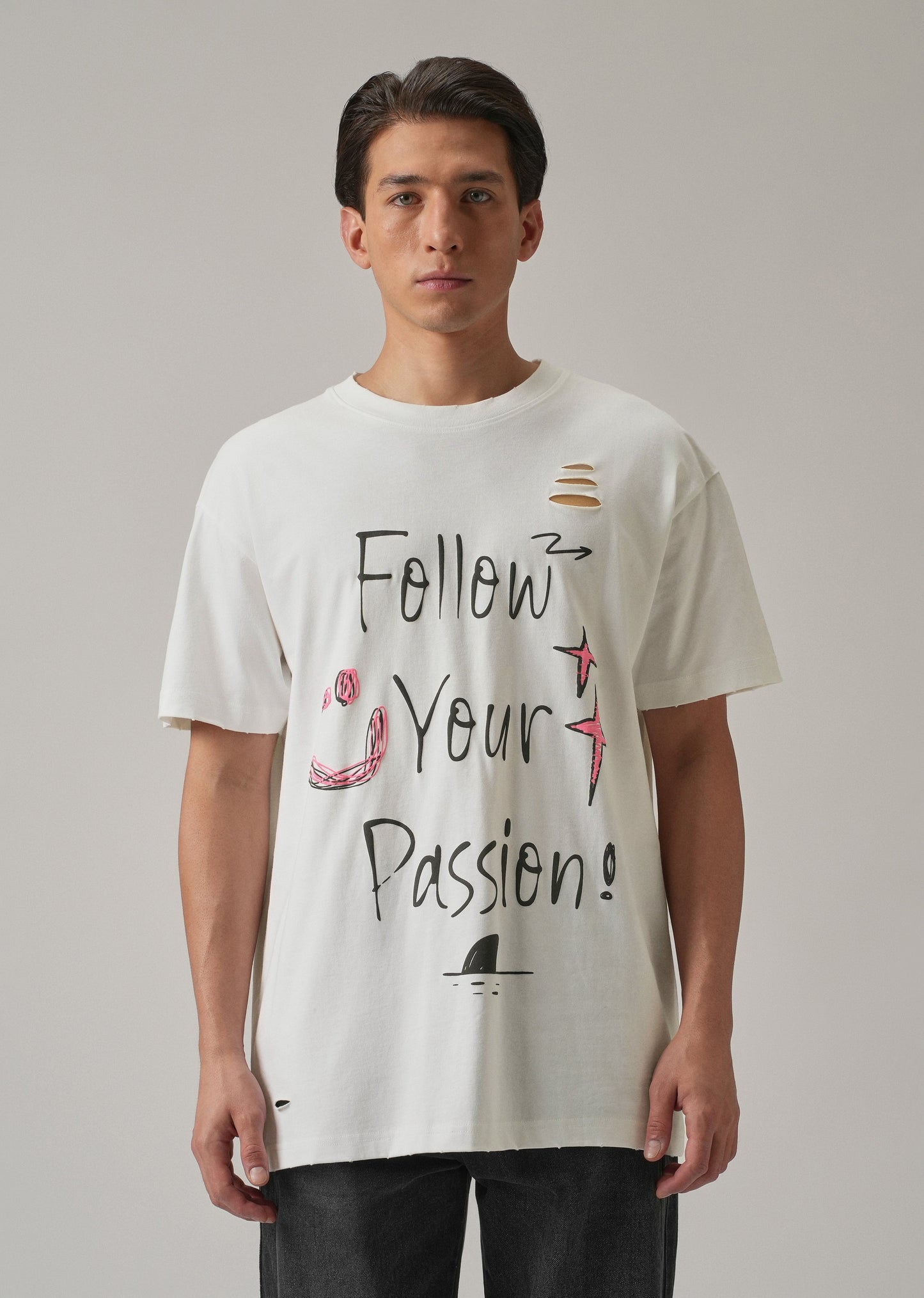 Pearl White Back Printed Oversized T-Shirt