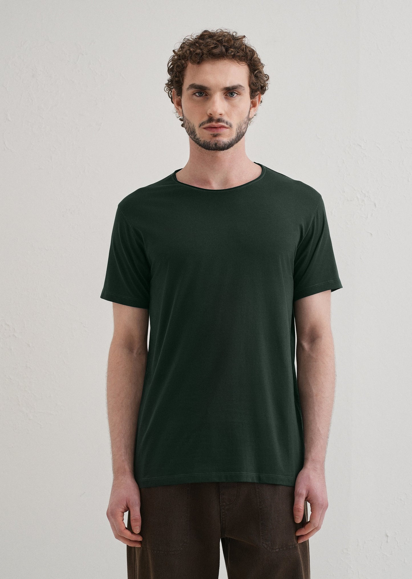 Pine Green Plain Round Neck T-shirt