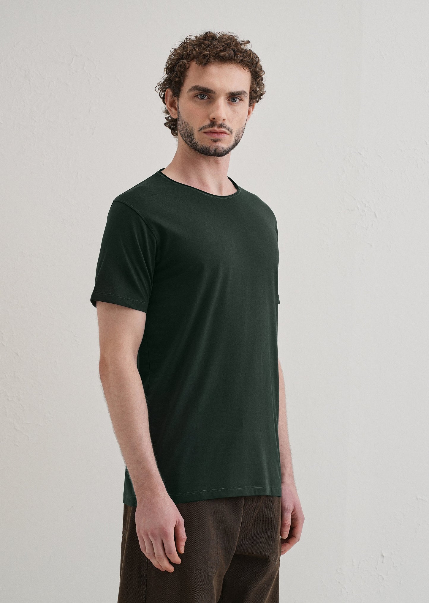 Pine Green Plain Round Neck T-shirt
