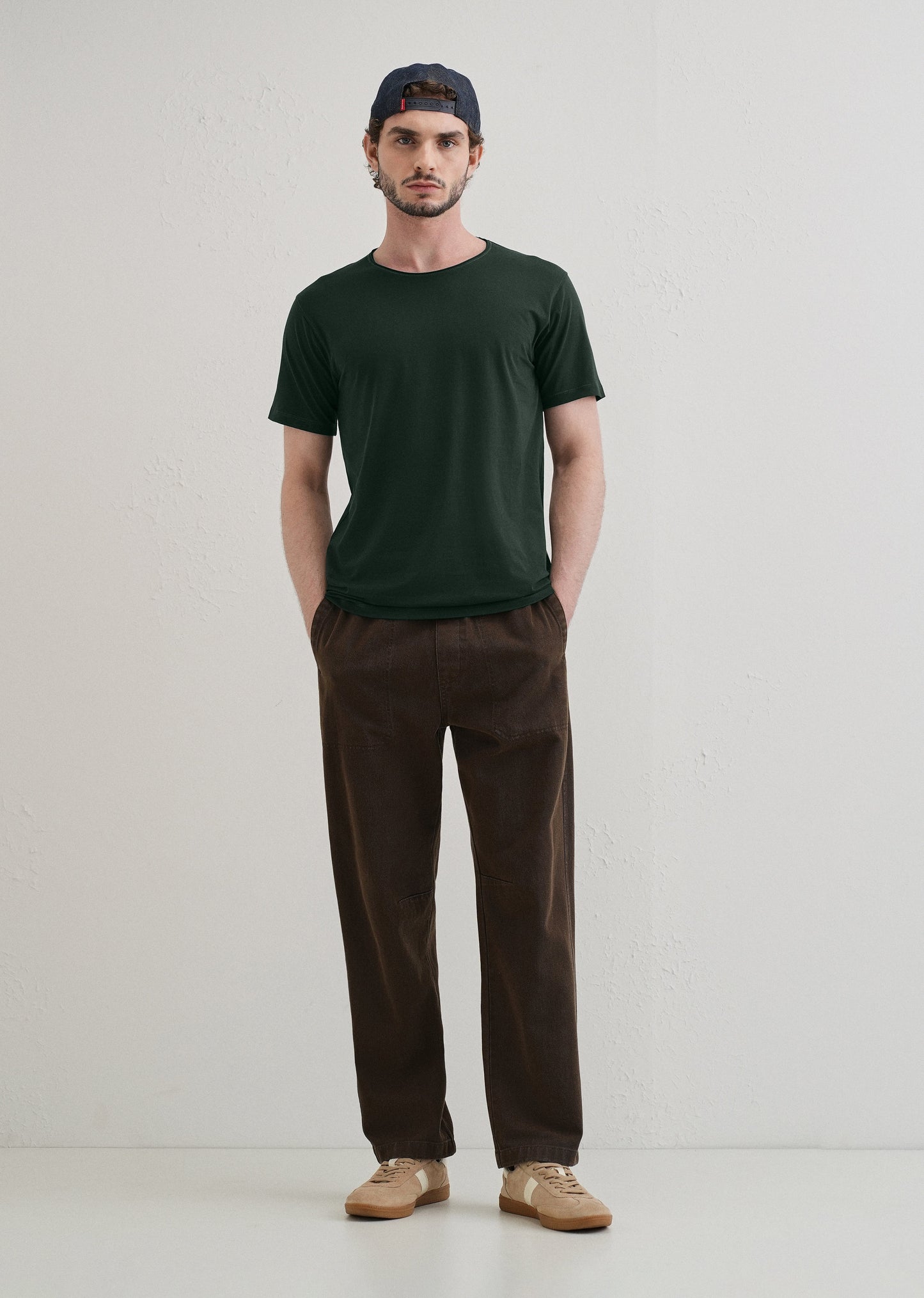 Pine Green Plain Round Neck T-shirt