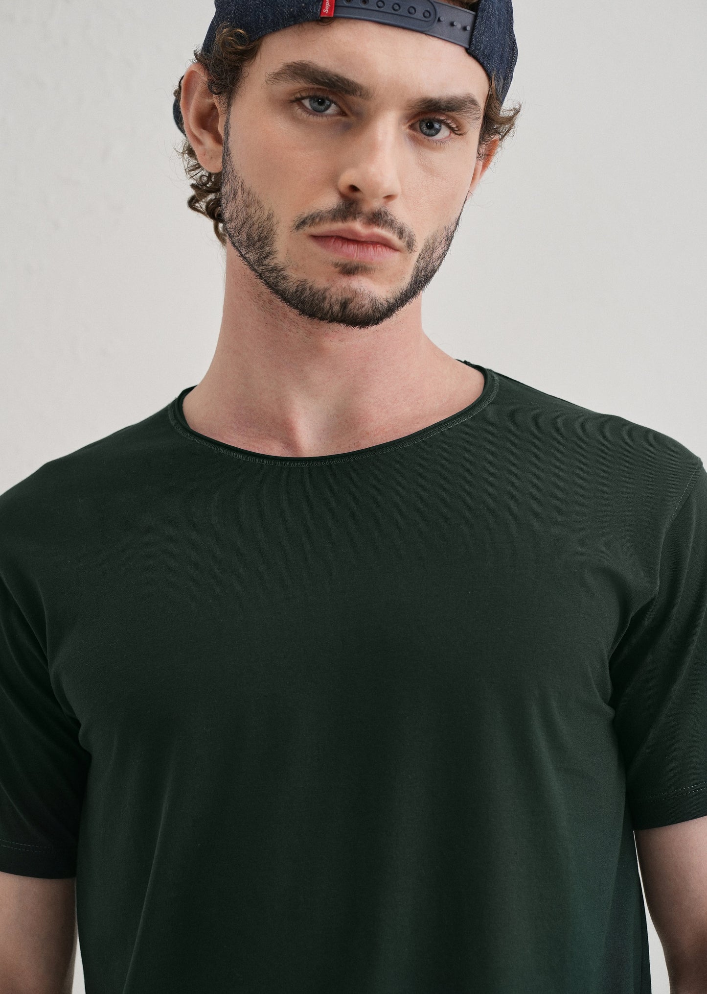 Pine Green Plain Round Neck T-shirt