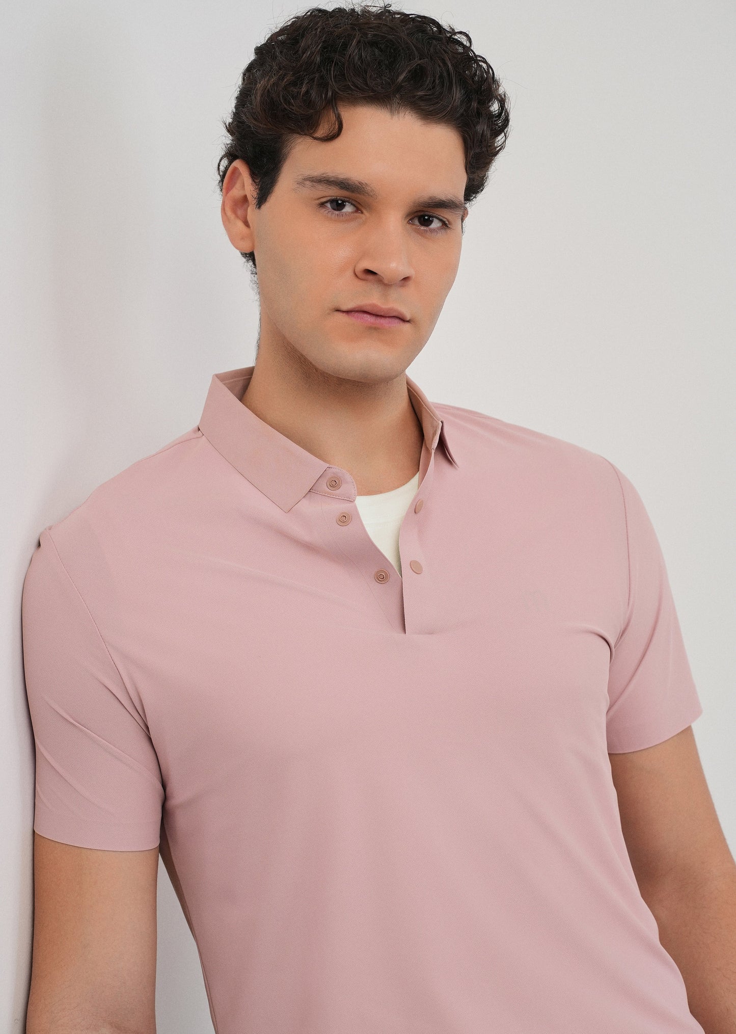 Pink Stitchless Polo Collar T-Shirt