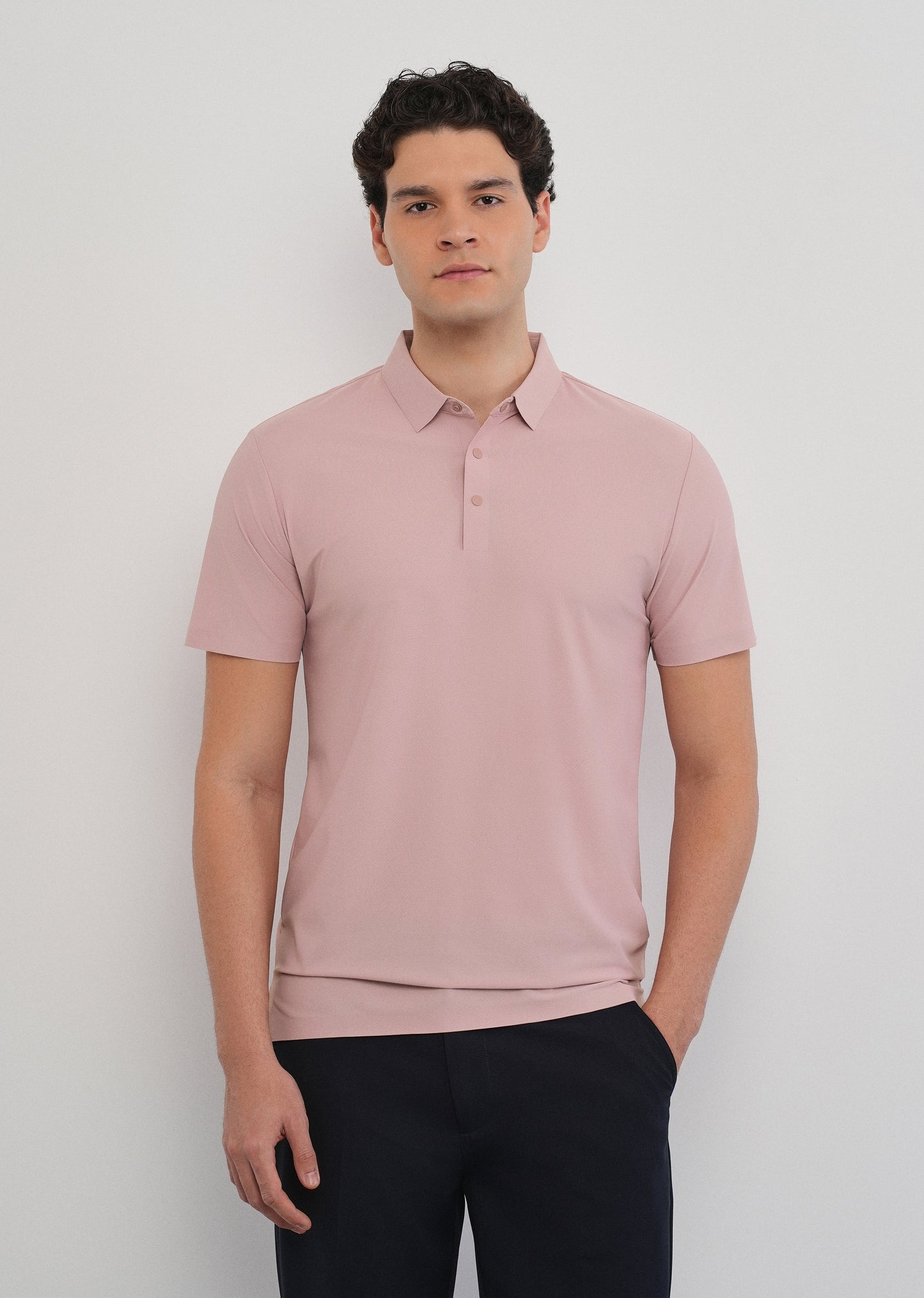 Pink Stitchless Polo Collar T-Shirt