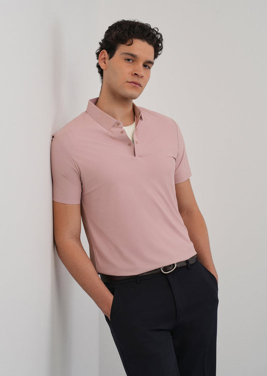 Pink Stitchless Polo Collar T-Shirt