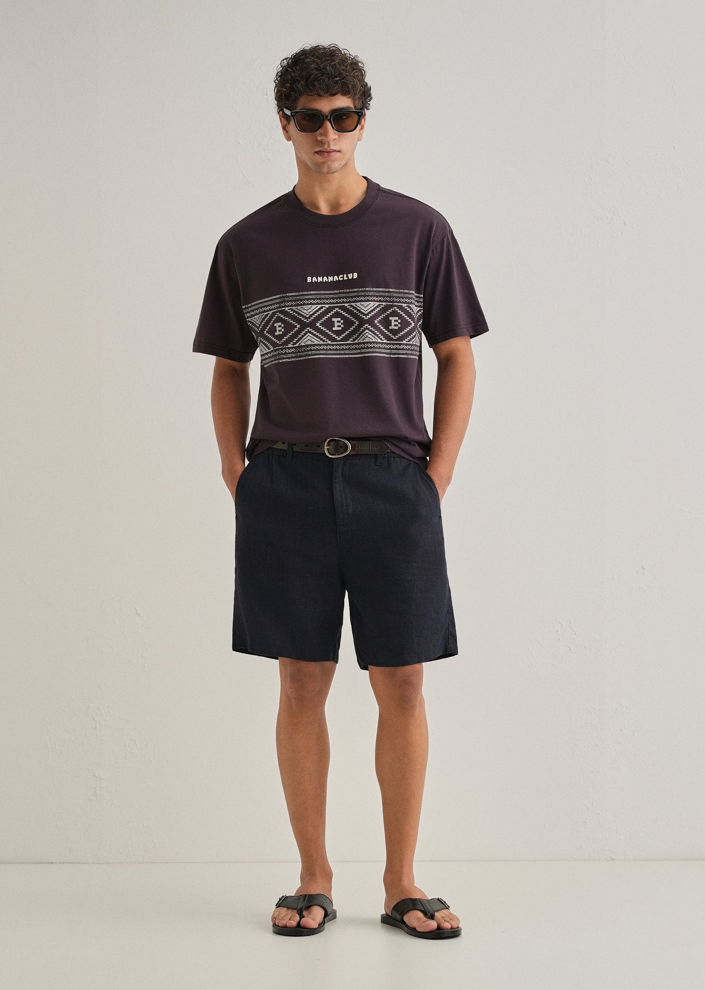 Purple Aztec Printed Oversized T-shirt