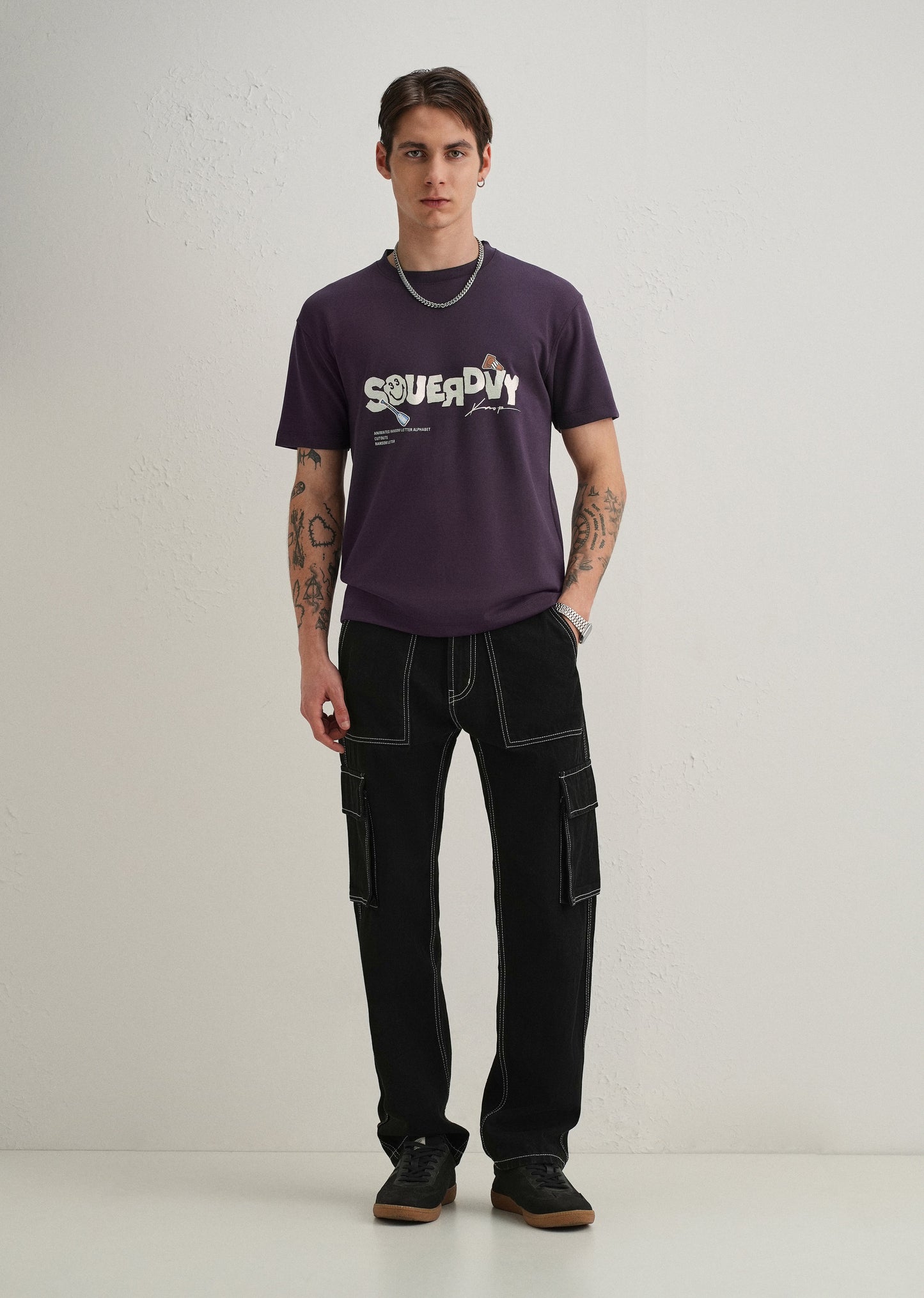 Purple Graphic Back Print T-Shirt