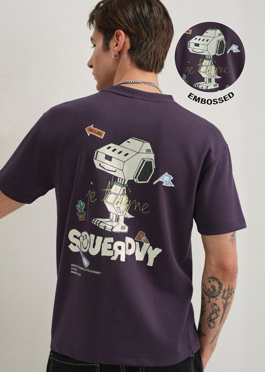 Purple Graphic Back Print T-Shirt