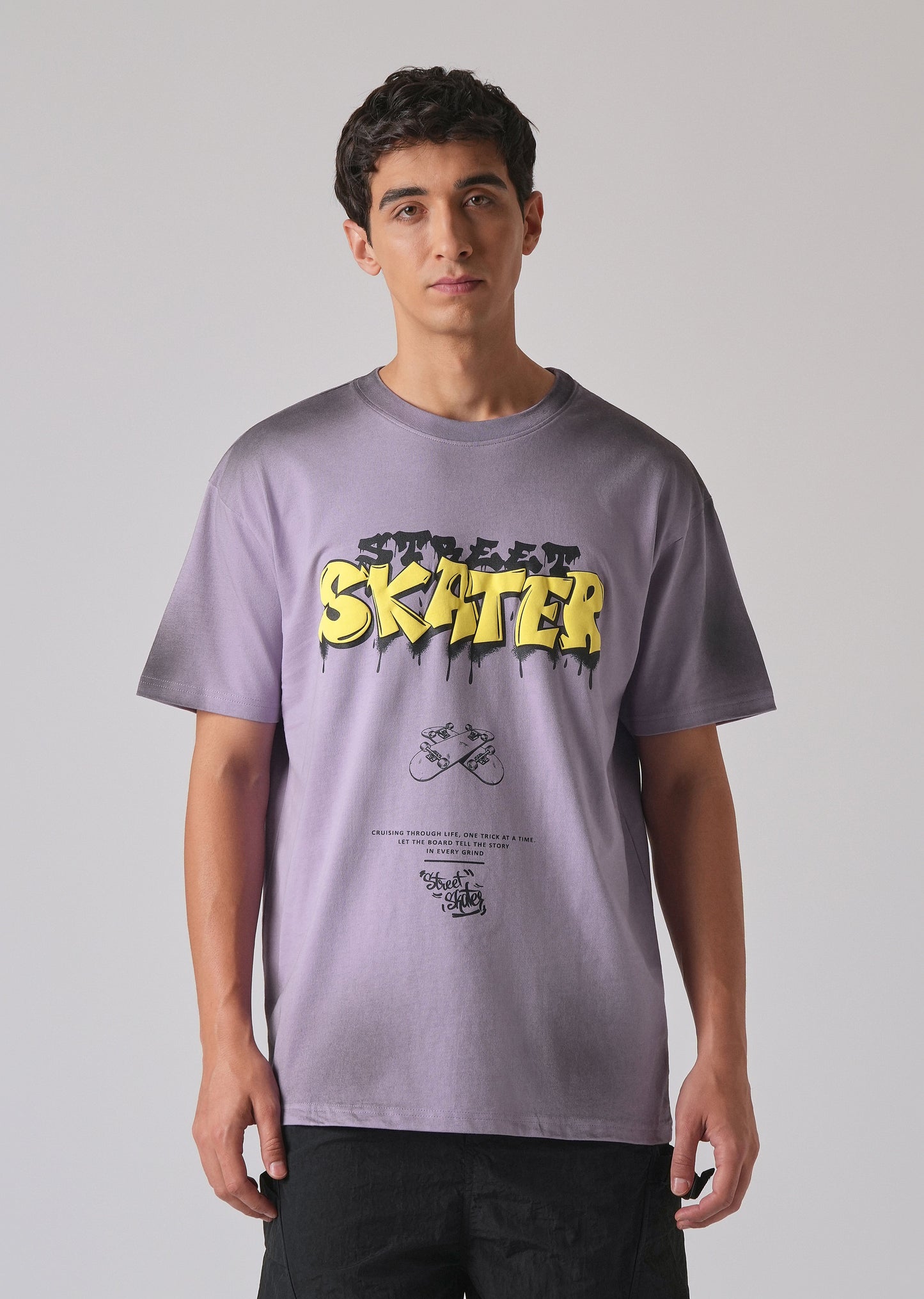 Purple Printed Oversized T-shirt