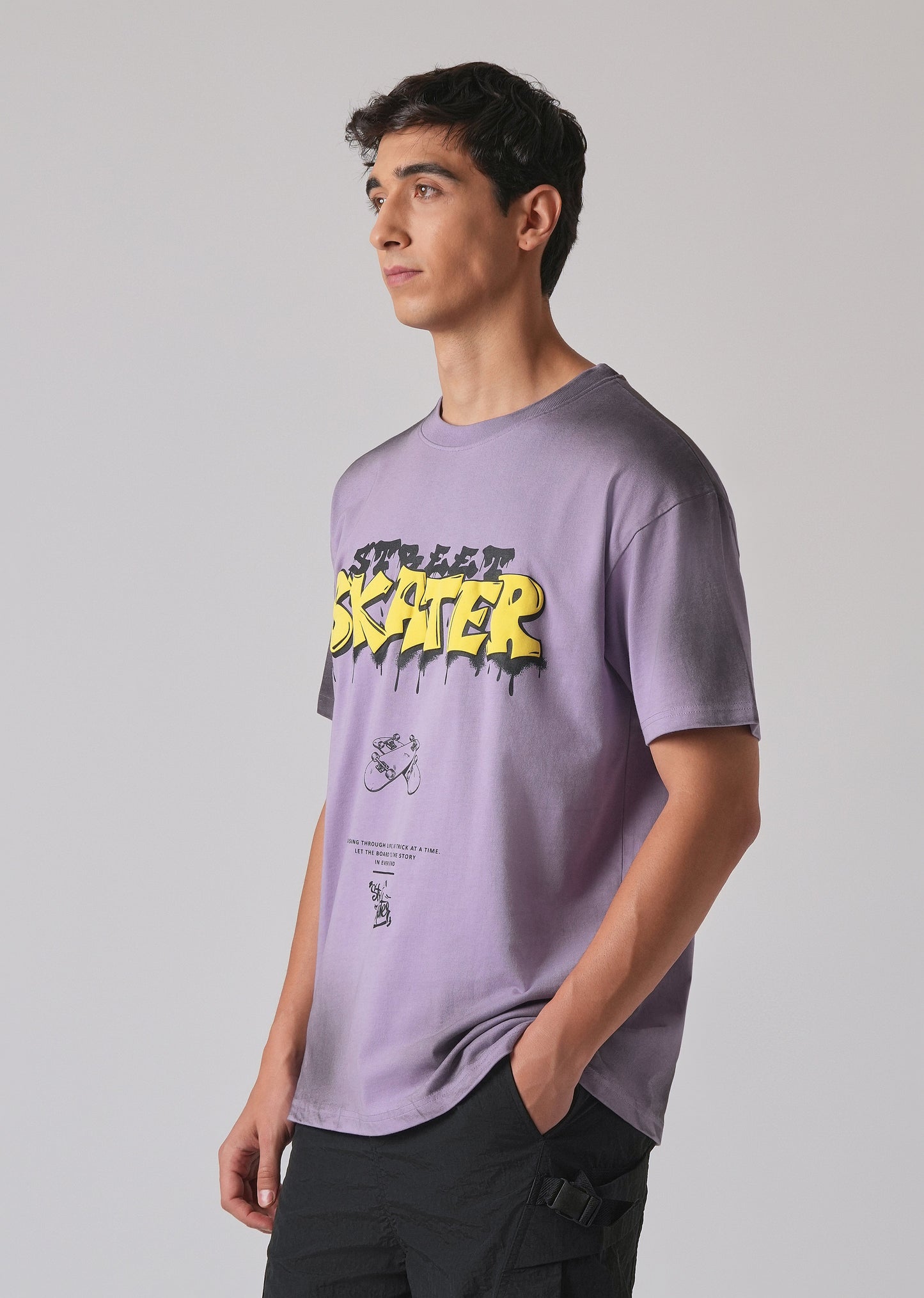 Purple Printed Oversized T-shirt