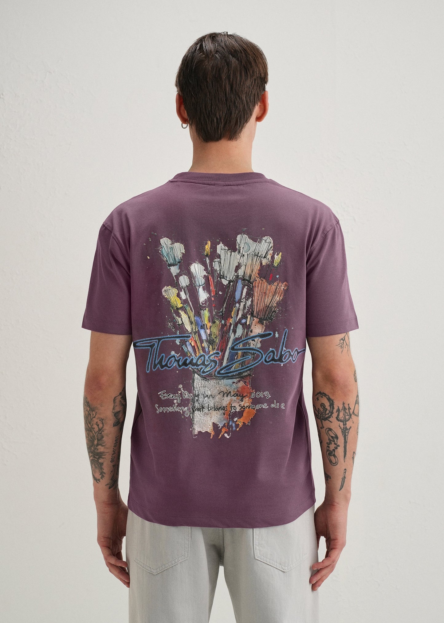 Purple Textured Back Print T-Shirt