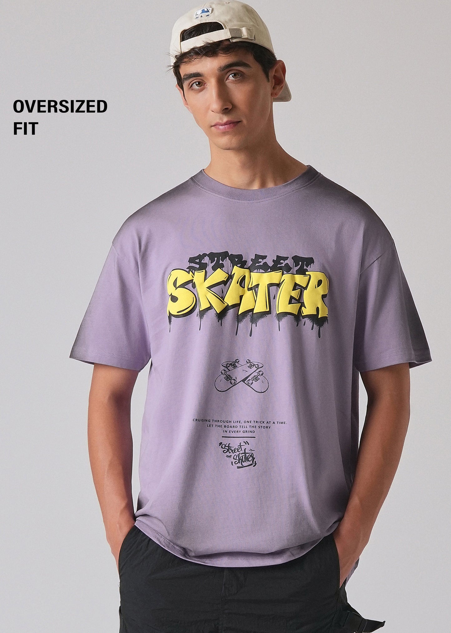 Purple Printed Oversized T-shirt