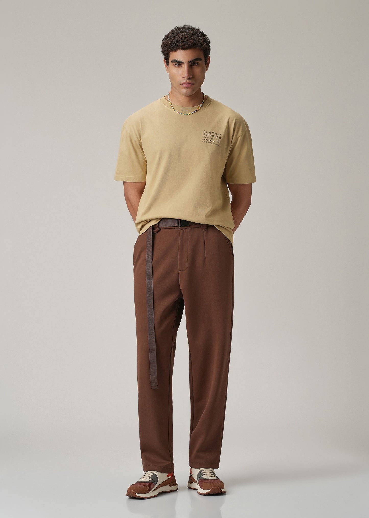 Tan Beige Back Printed Oversized T-Shirt