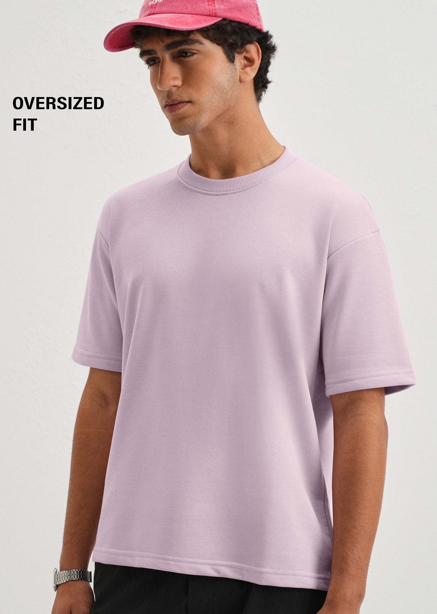 Thistle Violet Plain Oversized Basic T-shirt