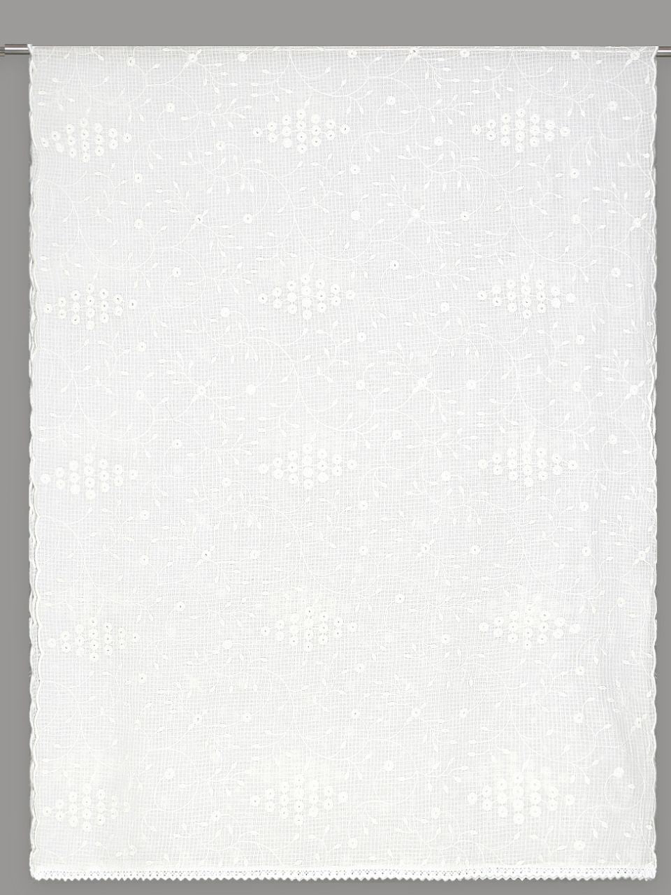 White Embroidered Pure Kota Cotton Dupatta with Scallops
