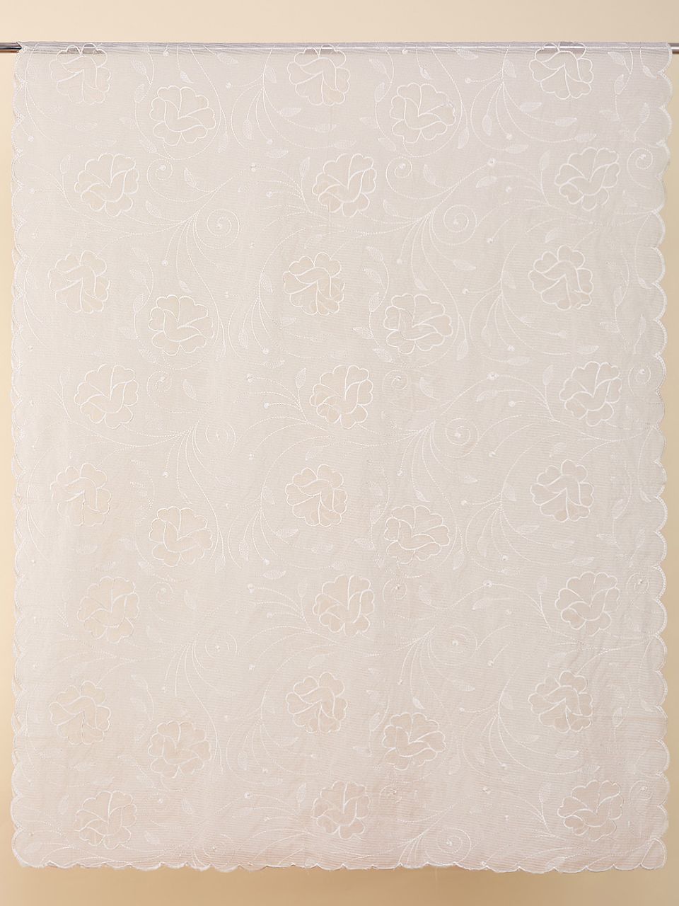Off White Embroidered Chandei Dupatta with Floral Embroidery