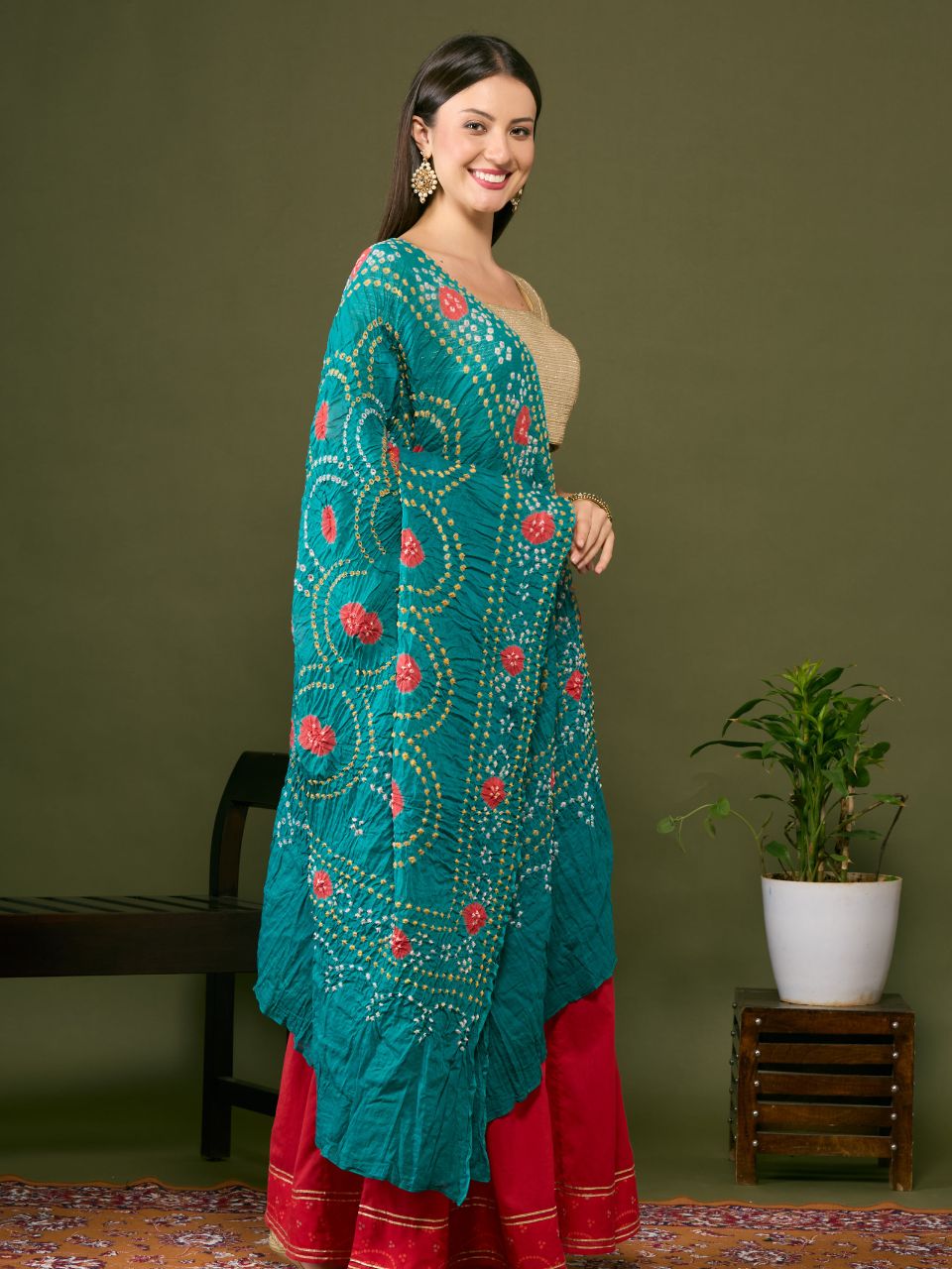 Cotton Bandhini Dupatta
