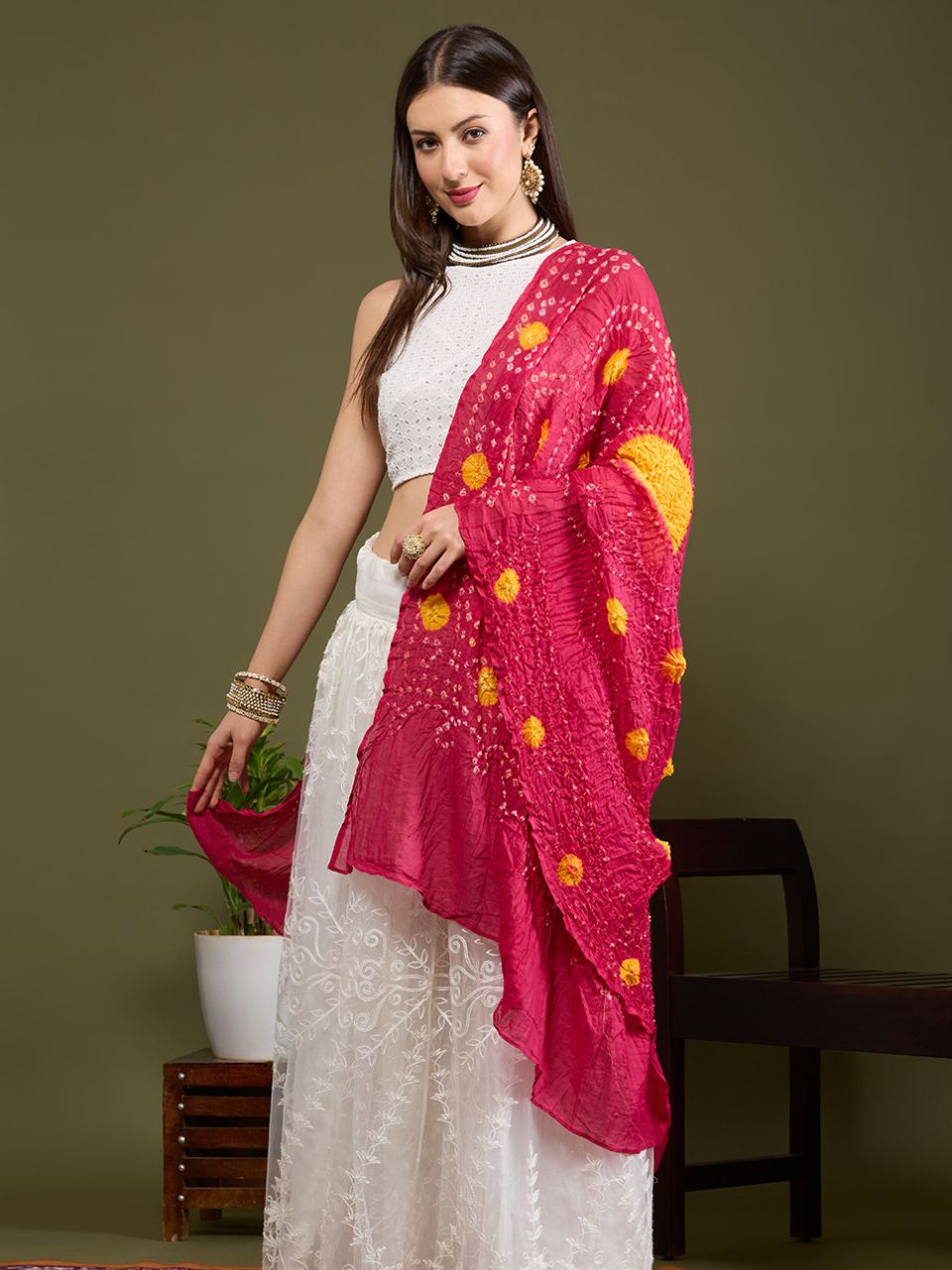 Cotton Bandhini Dupatta